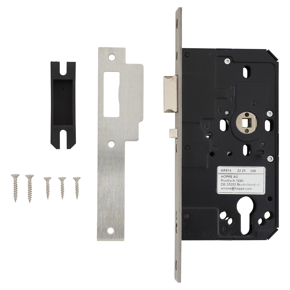 DIN Mortice Nightlatch - 88mm Case - 60mm Backset - Square - Satin Stainless Steel - view 2