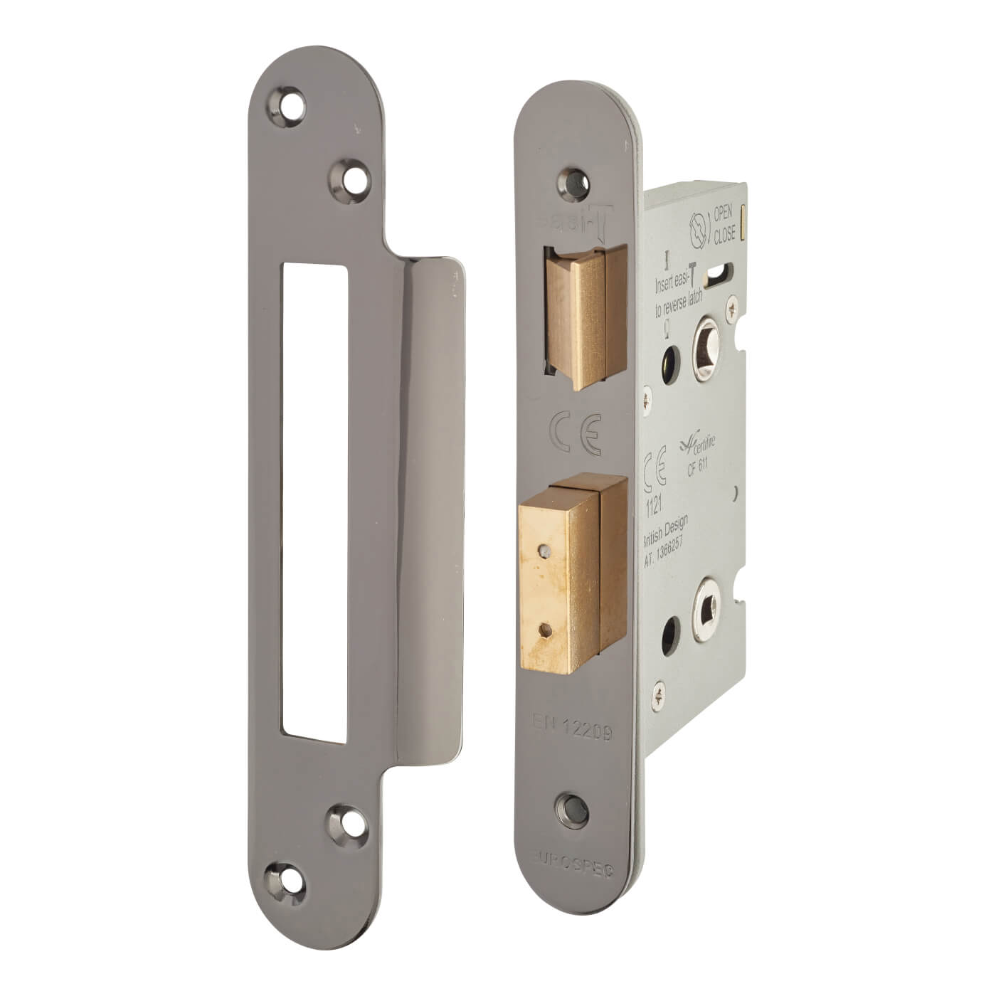 Architectural Bolt Through Bathroom Lock - 65mm Case - 44mm Backset - Radius - Black Nickel - view 2