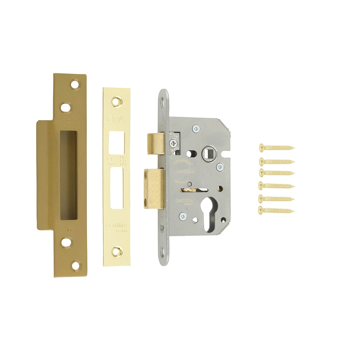 Viscount Bolt Through Euro Profile Sashlock - 64mm Case - 44mm Backset - Polished Brass - view 3