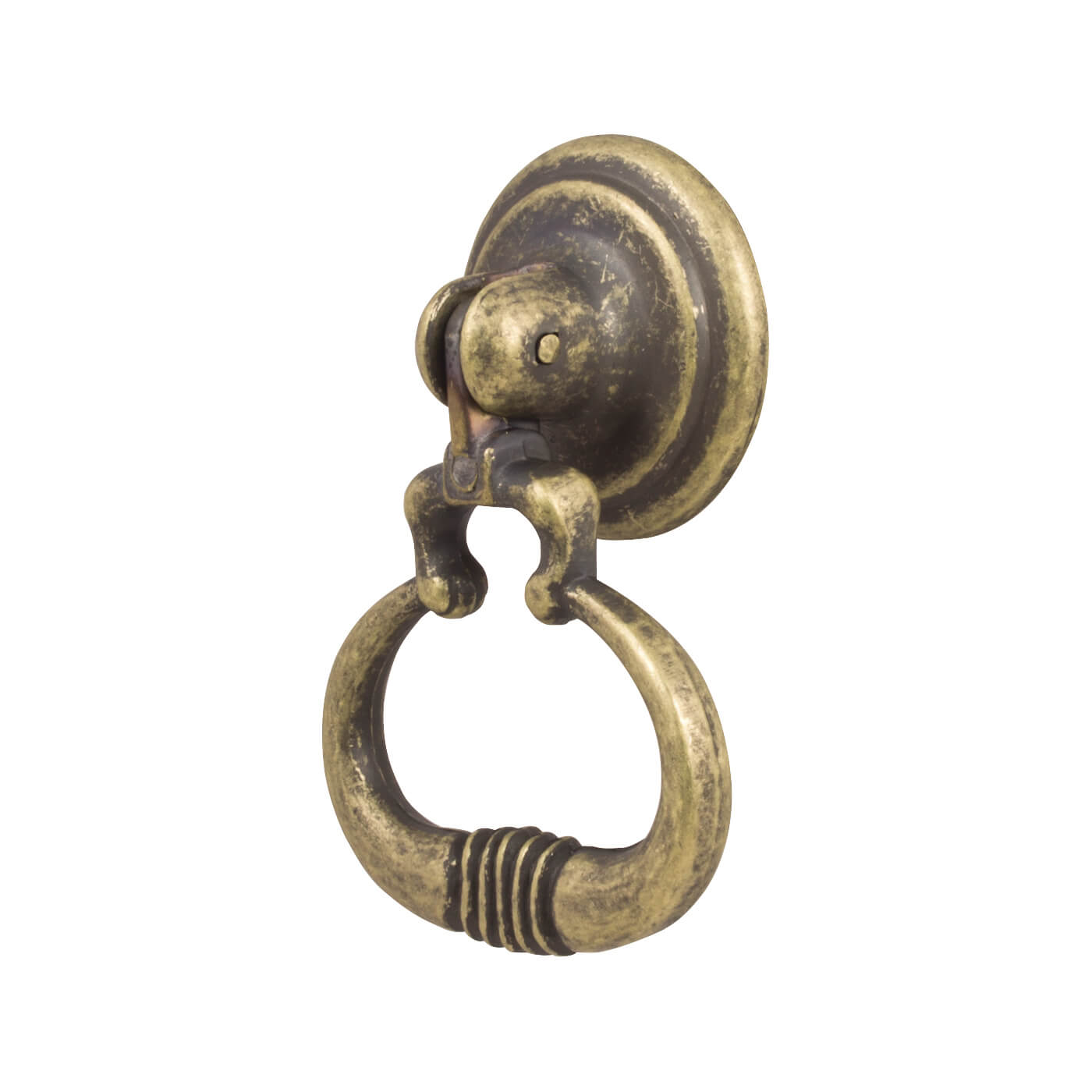 Antique Style Ring Pendant Cabinet Drop Handle - 30mm Diameter - Antique Brass - view 2