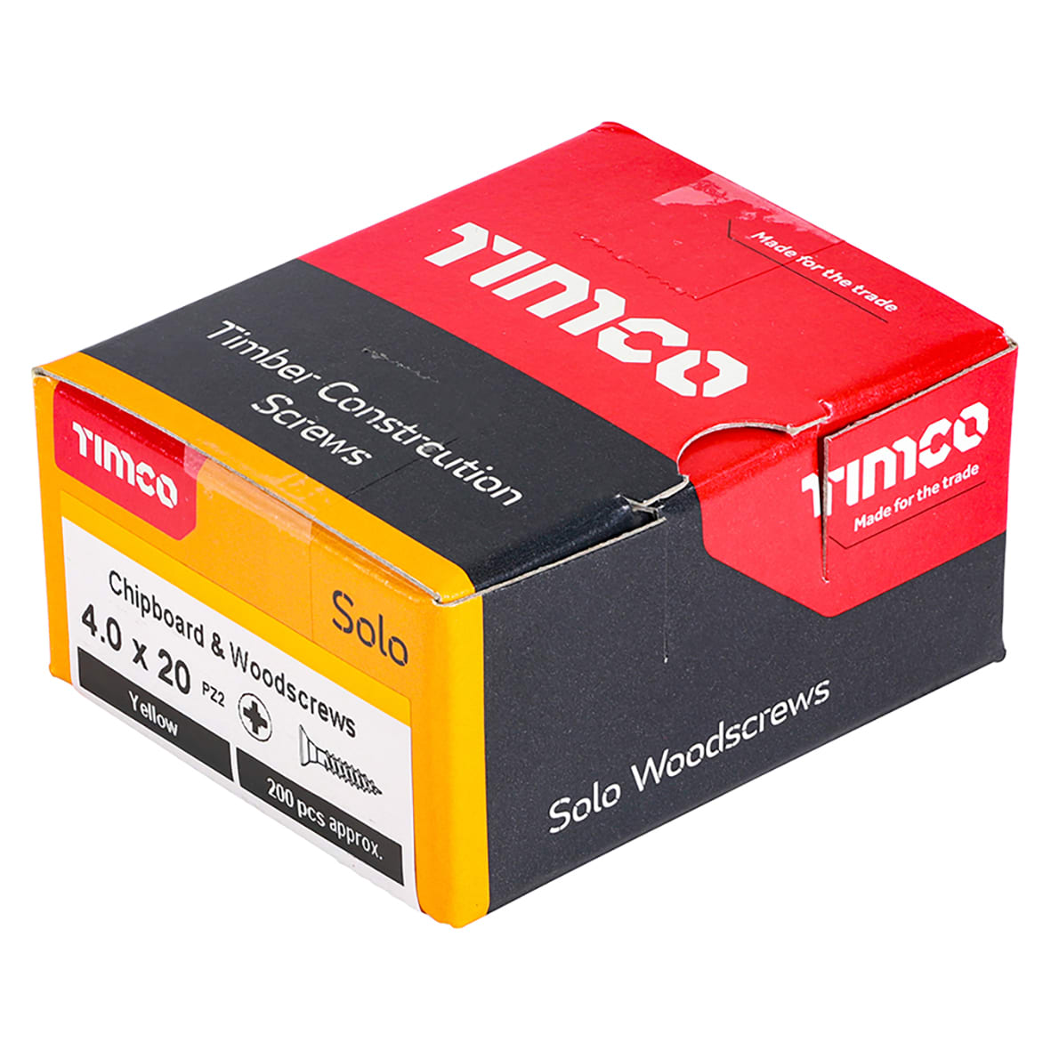 Solo Chippy Pozi Countersunk Wood Screws - 4.0 x 20mm - Yellow Zinc - Pack of 200 - view 4