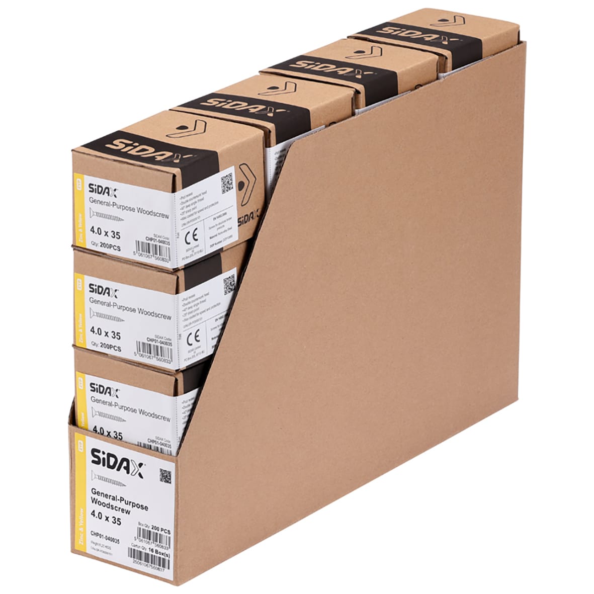 General Purpose Pozi Countersunk Chipboard Wood Screws - 4.0 x 35mm - Yellow Zinc - Pk of 200 - view 3