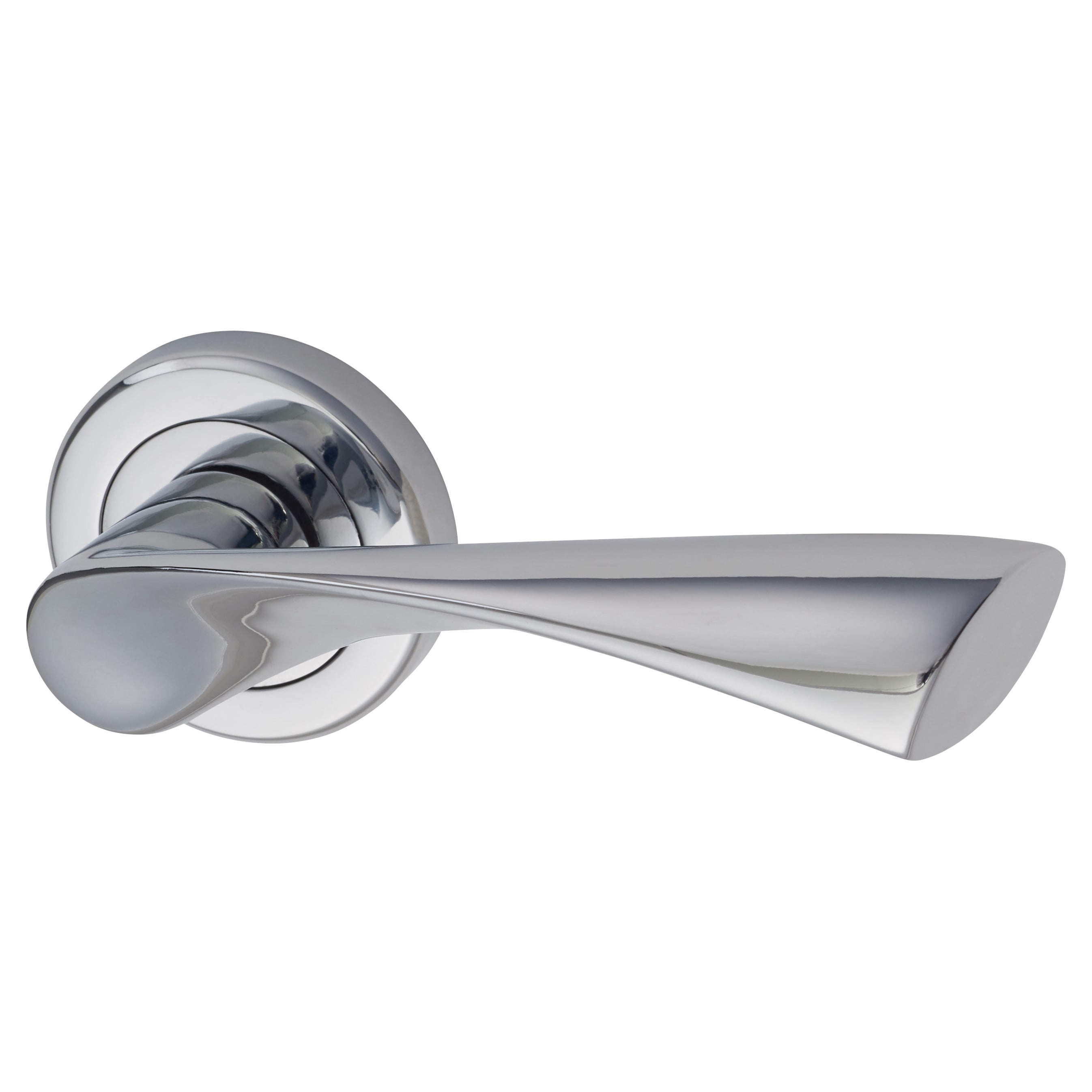 Polished Chrome Door Handles on Round Rose - Knightsbridge Range - view 2