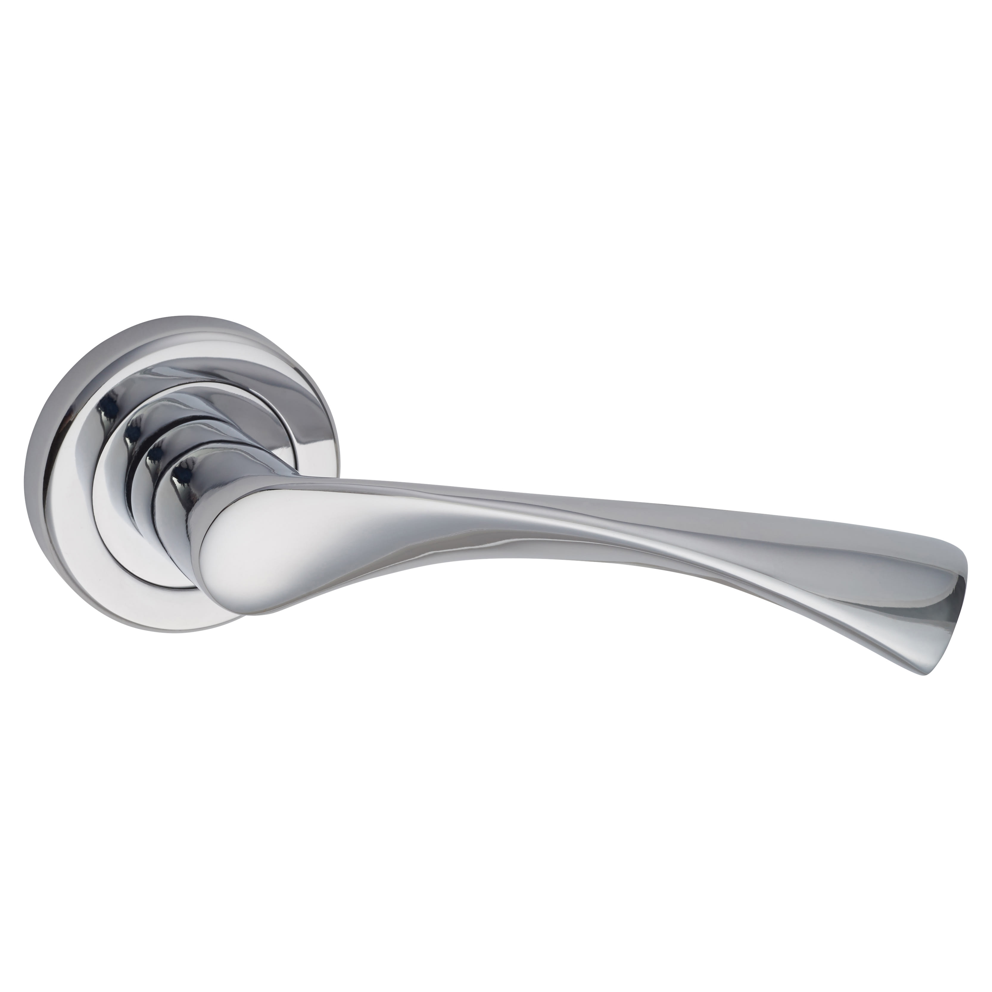Polished Chrome Door Handles on Round Rose - Knightsbridge Range - view 3
