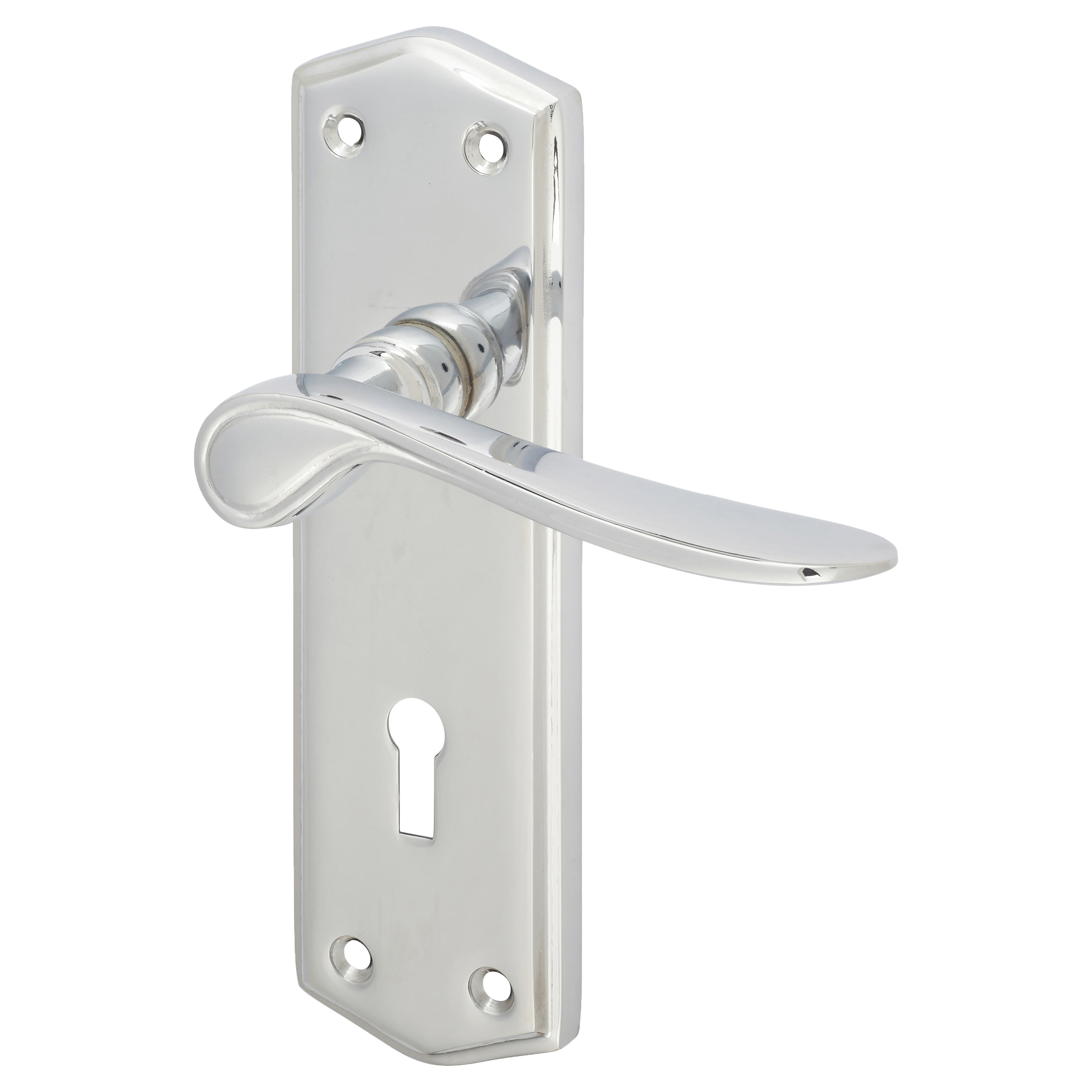 Polished Chrome Keyhole Lock Door Handles - Rome Range - 170 x 50mm - view 2