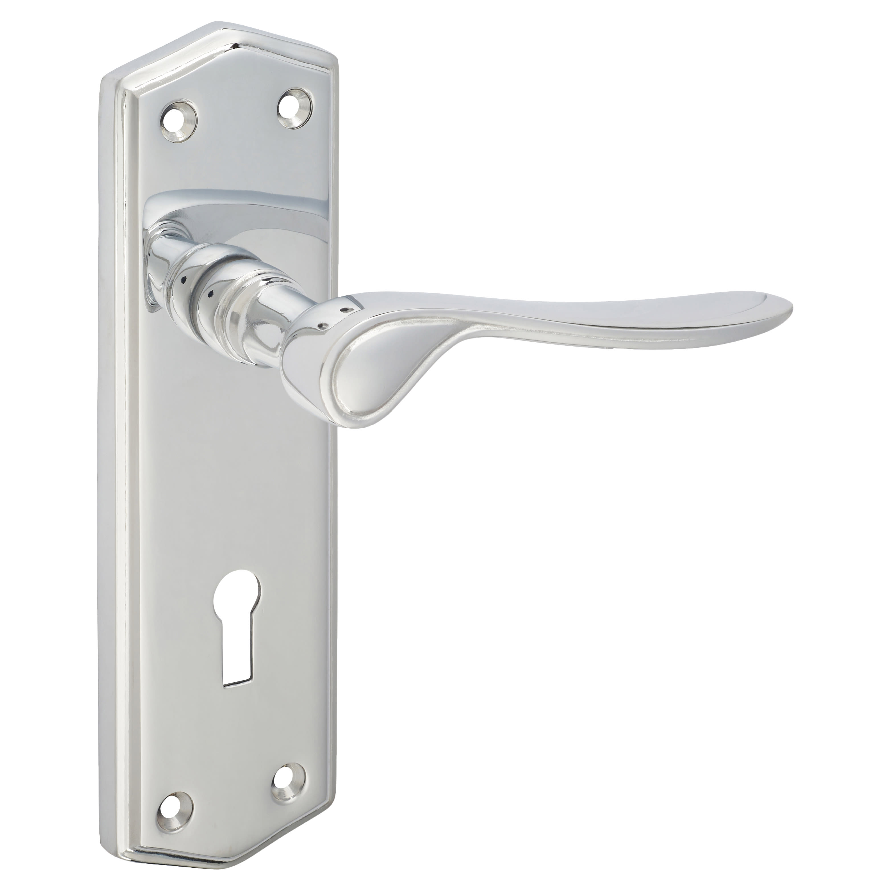 Polished Chrome Keyhole Lock Door Handles - Rome Range - 170 x 50mm - view 4