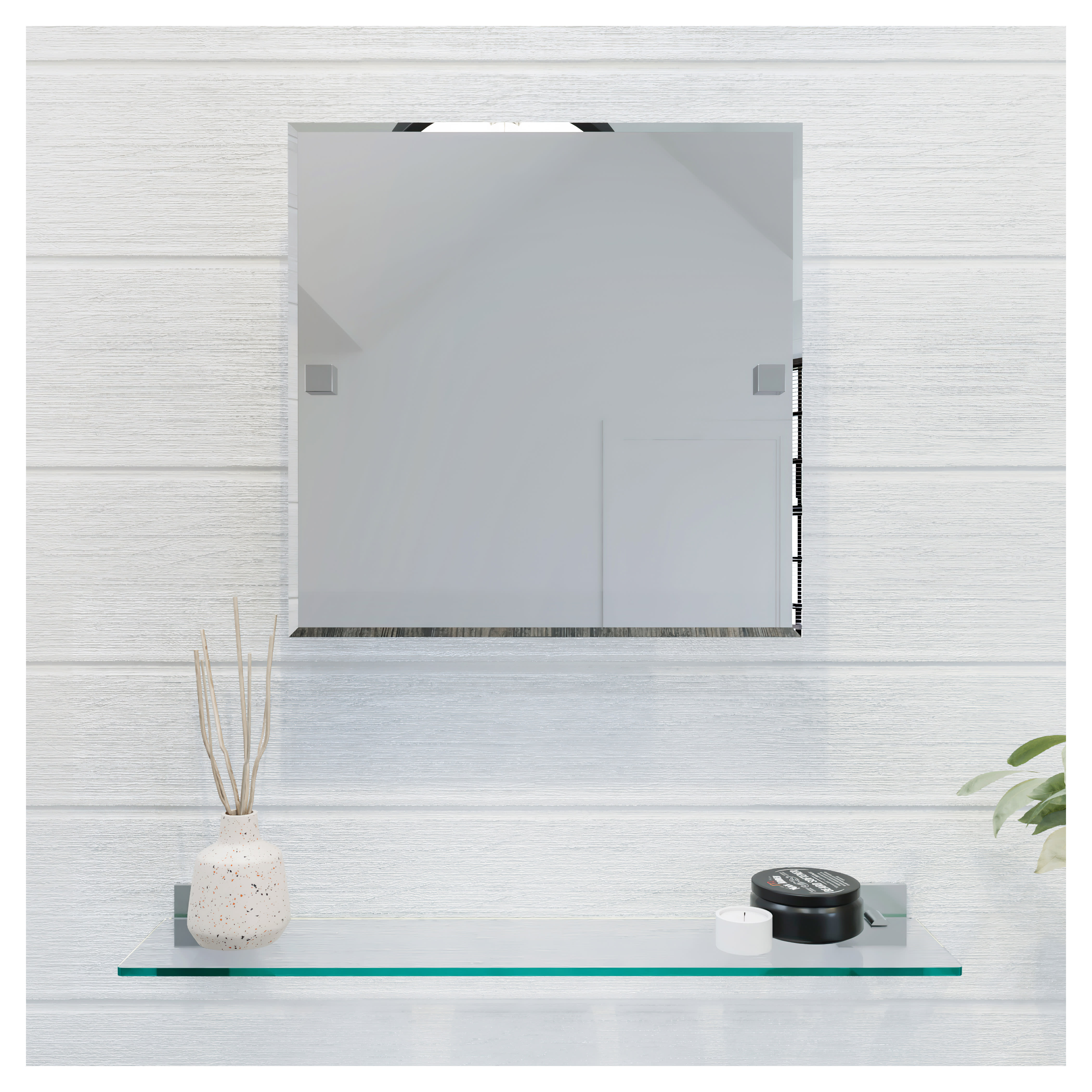 Chester Bathroom Mirror - Square - 380 x 380 x 90mm - Polished Chrome - view 3