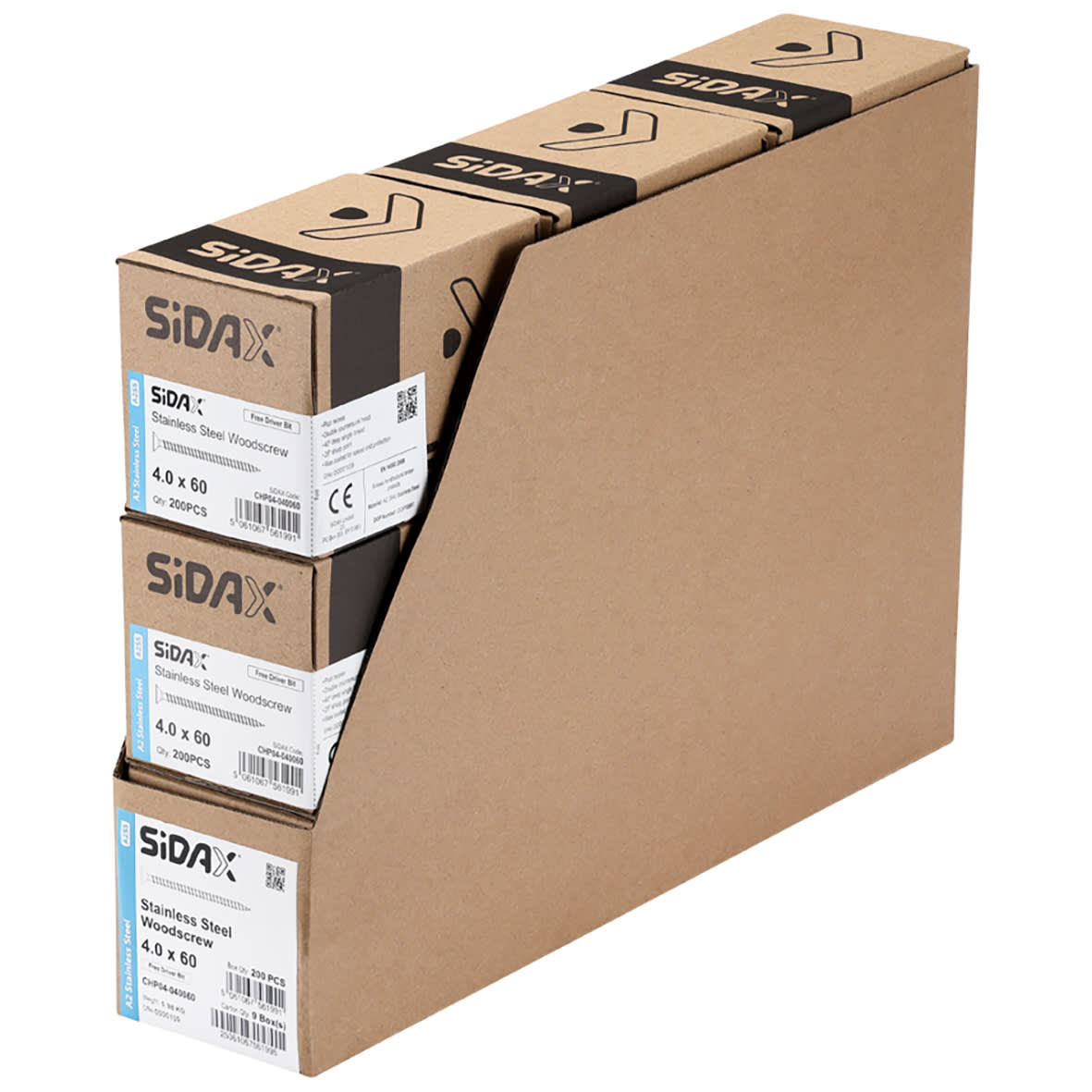 Pozi Countersunk Wood Screws - 4.0 x 60mm - A2 Stainless Steel - Pack of 200 - view 3