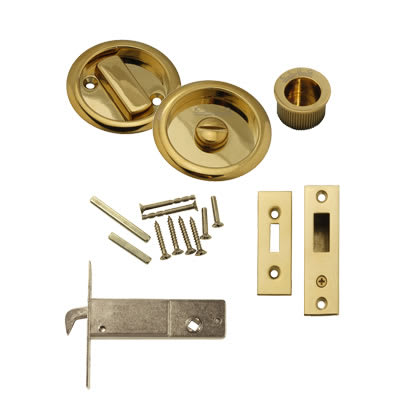 Round Flush Privacy Set with Bolt - PVD Brass - view 2