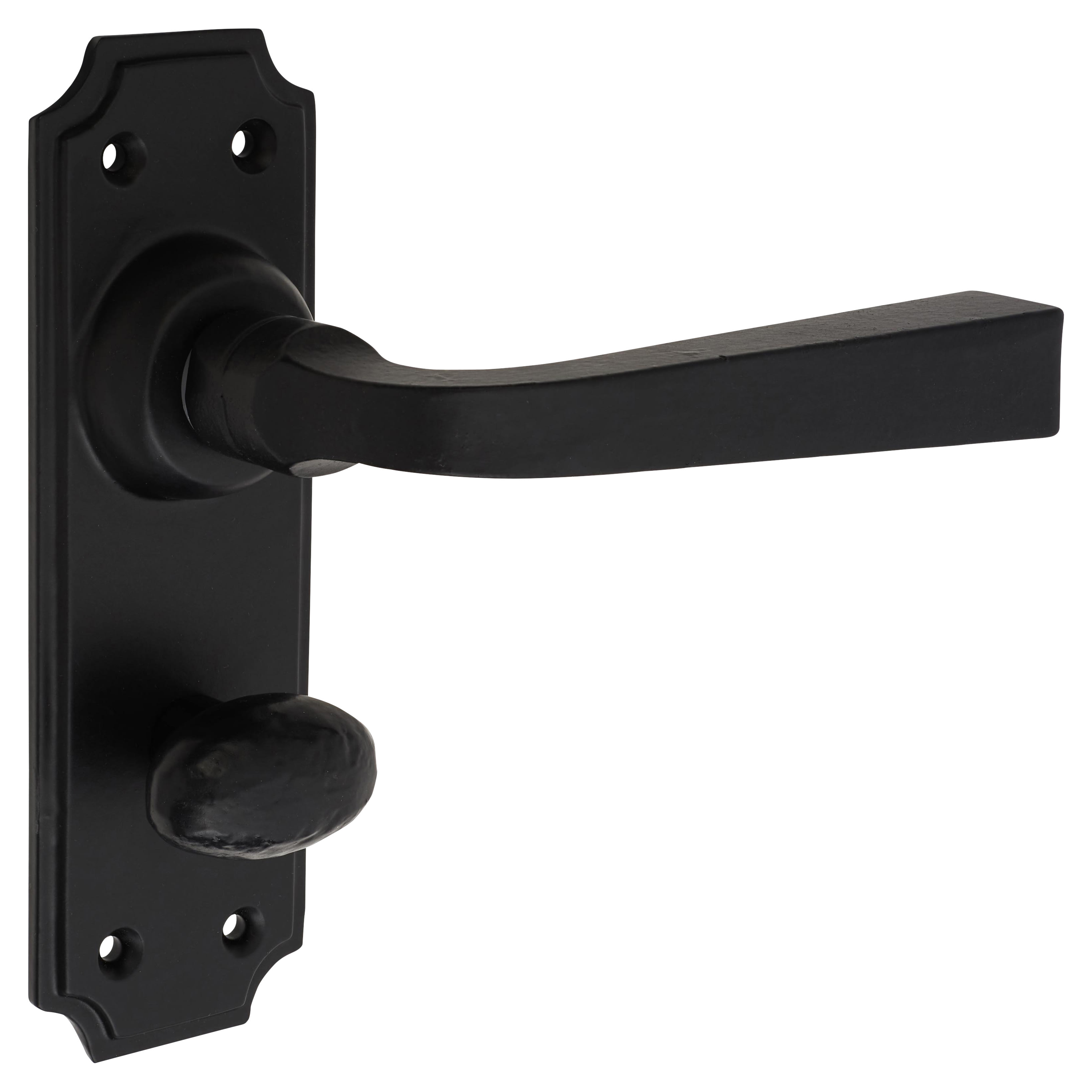 Smooth Black Bathroom Door Handles - York Range - 152 x 48mm - view 4