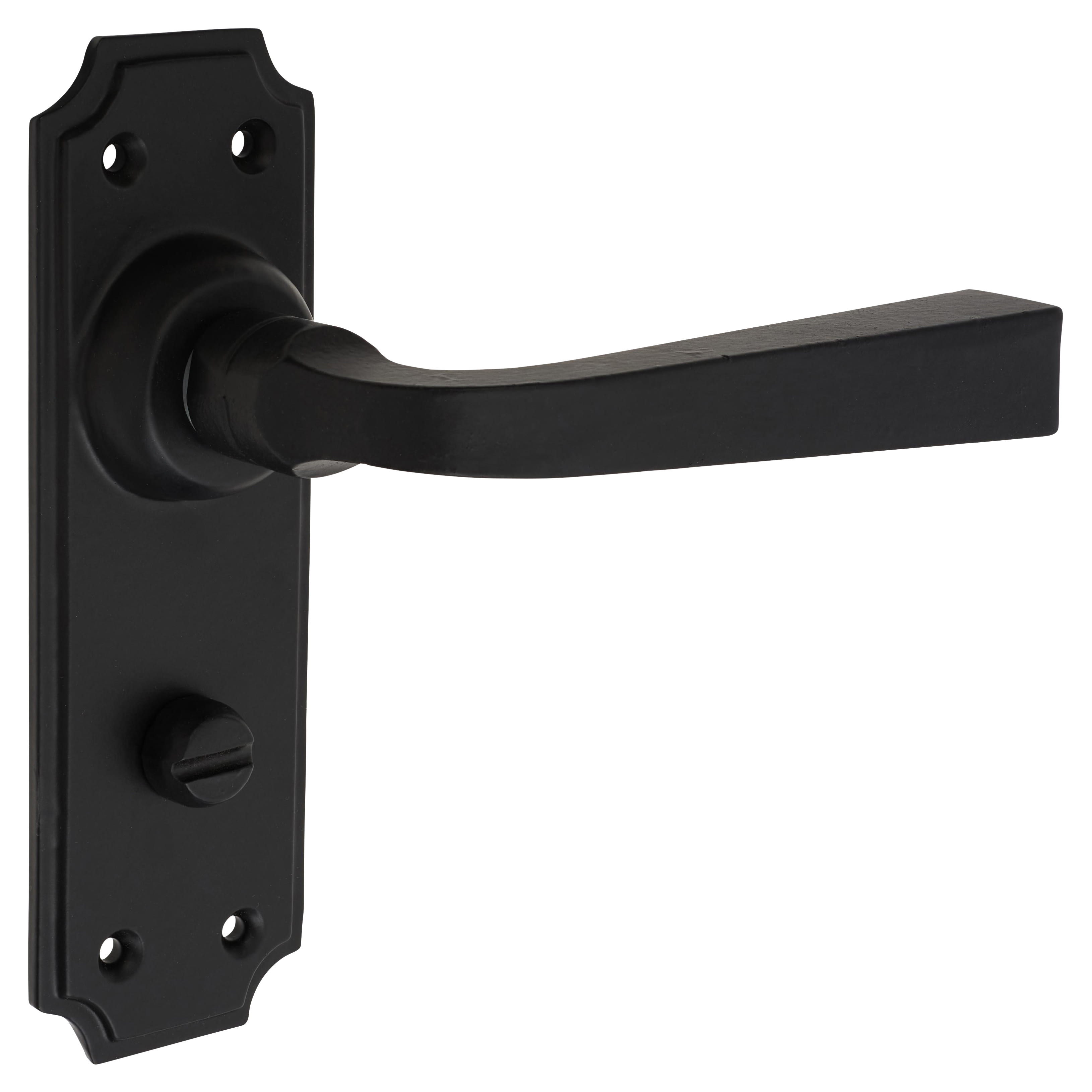 Smooth Black Bathroom Door Handles - York Range - 152 x 48mm - view 5