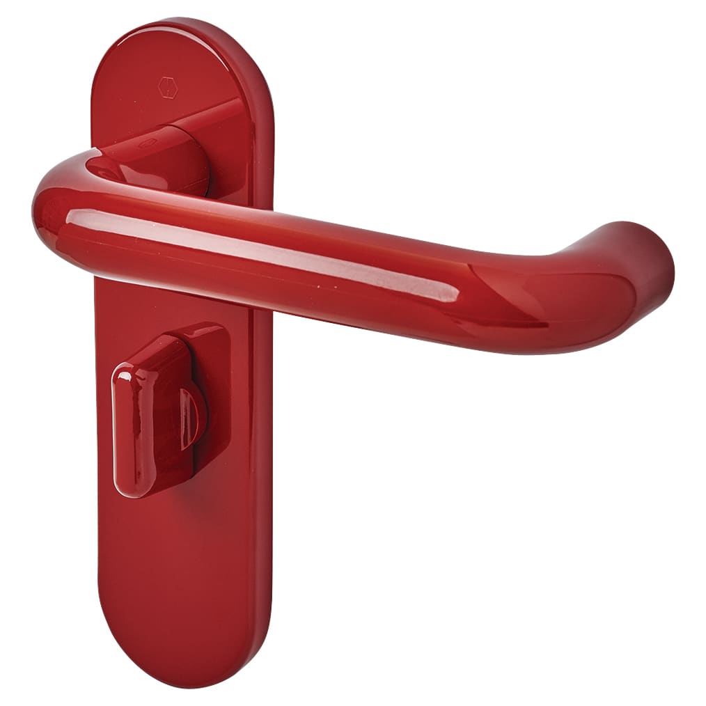 Rouge Red Nylon Steel Core Safety Bathroom Door Handles - 57mm c/c - Paris Range - view 3