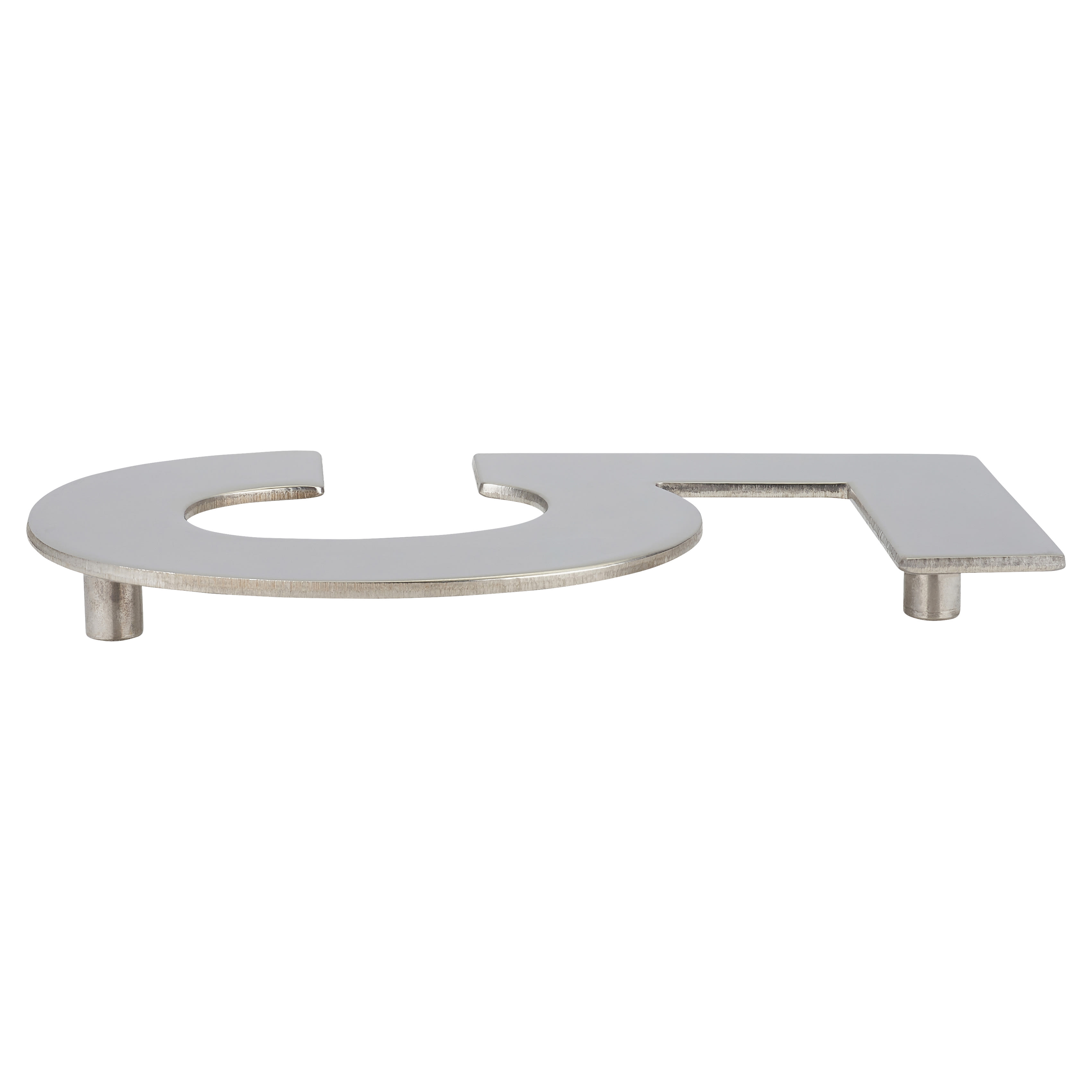 100mm Concealed Screw Fix Door Numeral - 5 - Polished Stainless Steel - view 3