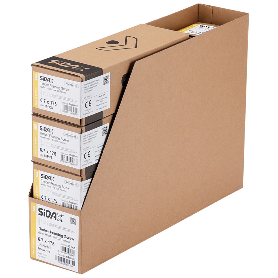 Timber Frame Screws Wafer Head - 6.7 x 175mm - Yellow Zinc - Pack of 50 - view 3