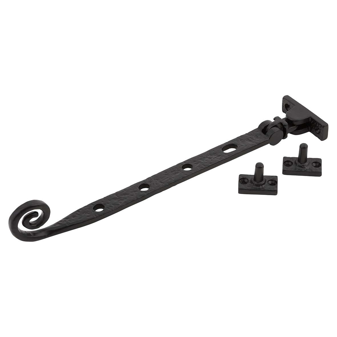 Curly Tail Casement Window Stay - 10"/250mm Length - Antique Black Iron - view 2