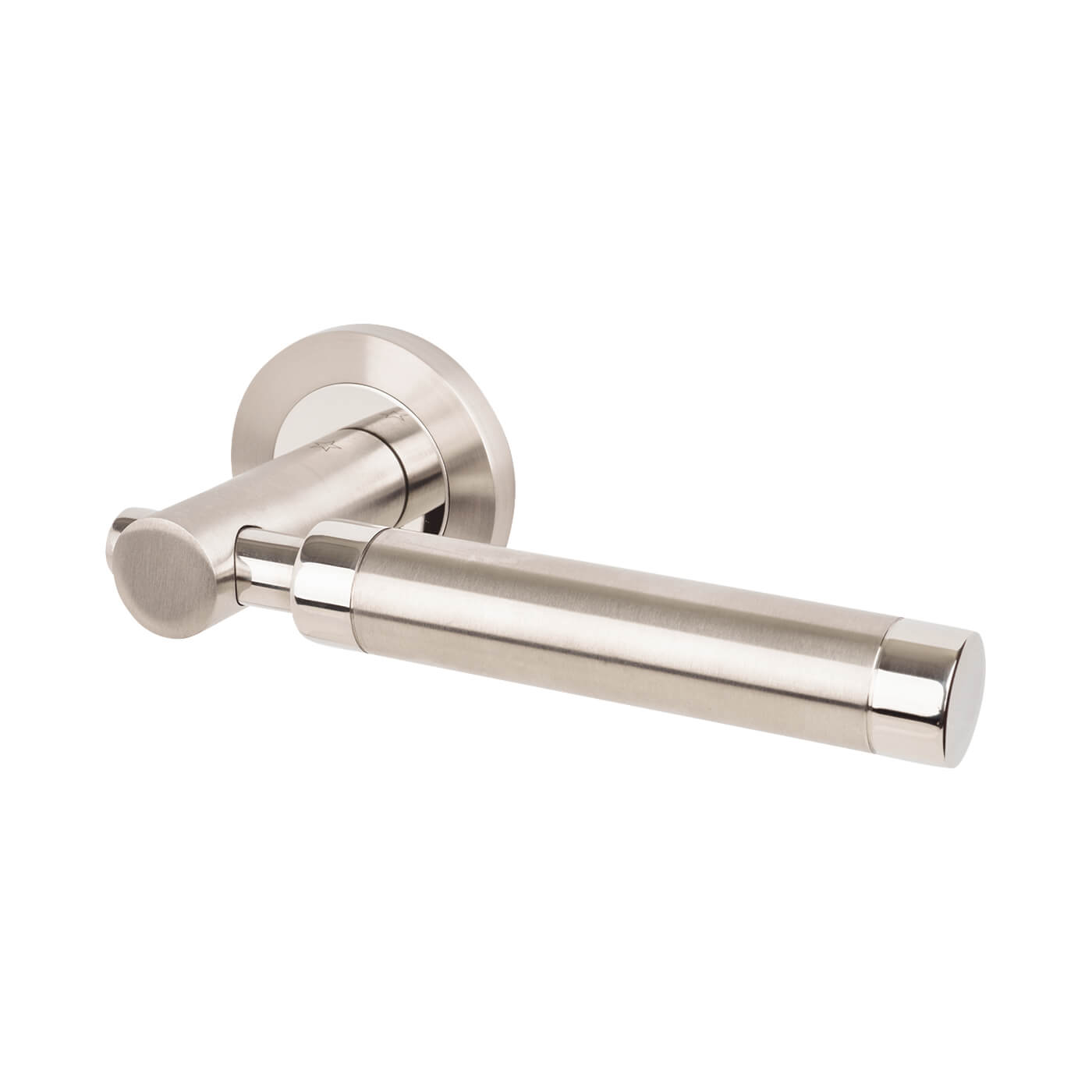 Satin/Polished Stainless Steel Door Handles on Round Rose - Astoria Range - view 2