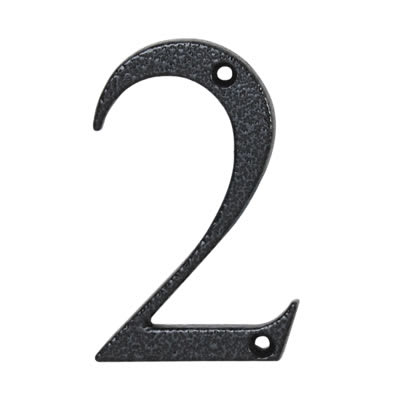 76mm Screw Fix Door Numeral - 2 - Antique Black Iron - view 2