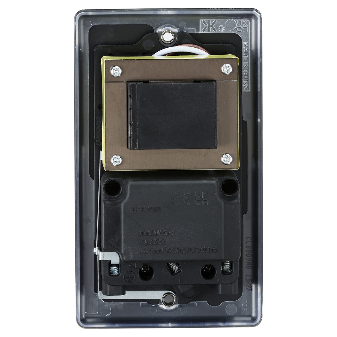 230V Shaver Socket with Type A/C USB Ports - 2.4A - Matt Black - view 4
