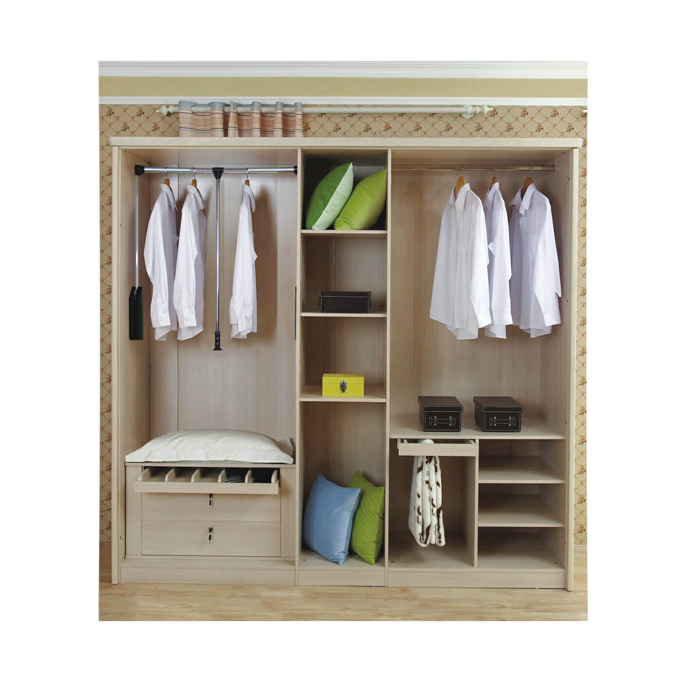 Double Pull Down Soft Close Wardrobe Rail Lift - 600-830mm - Max Weight 12kg - Black/Chrome - view 3
