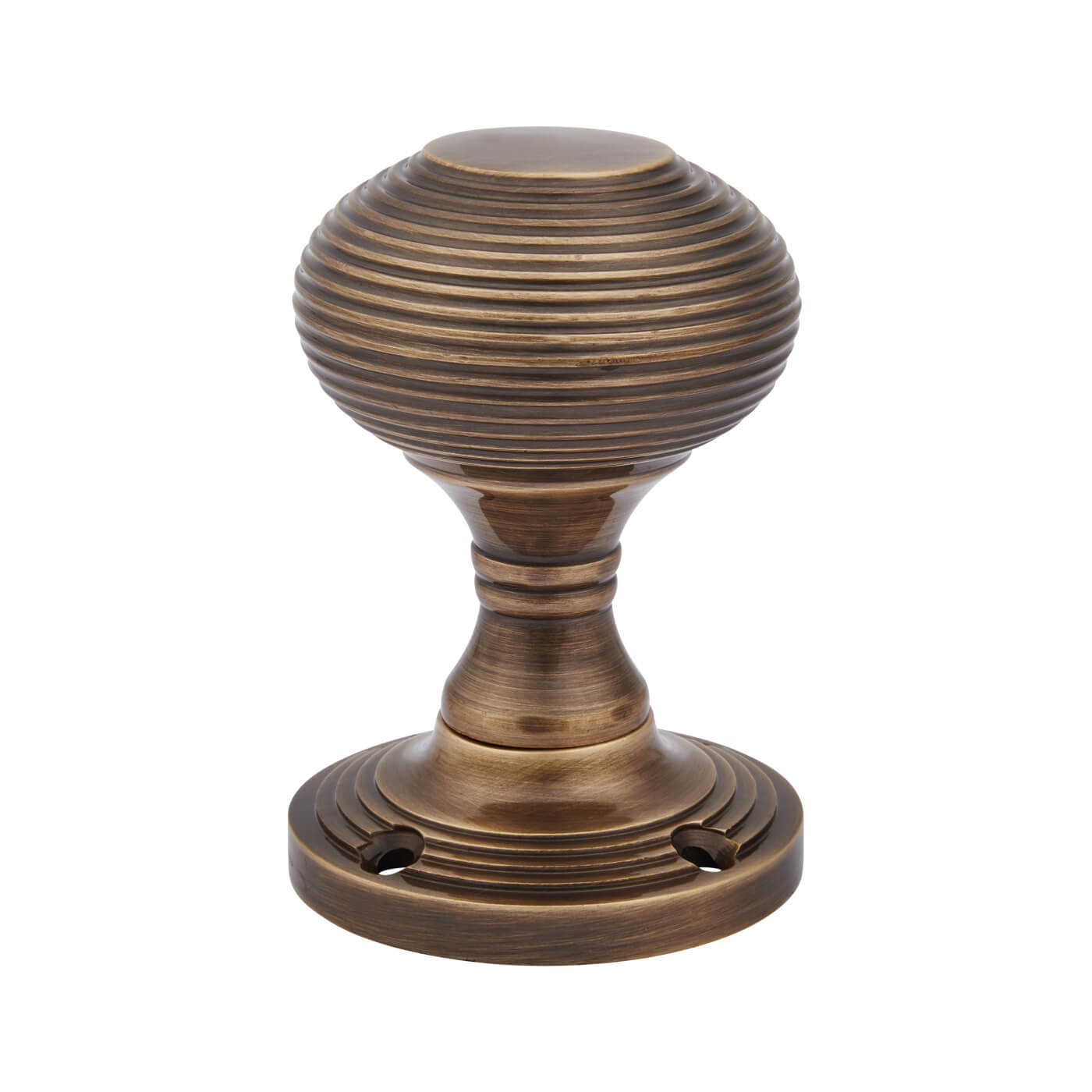 Antique Brass Beehive Mortice Door Knob - 60mm Rose Diameter - view 4