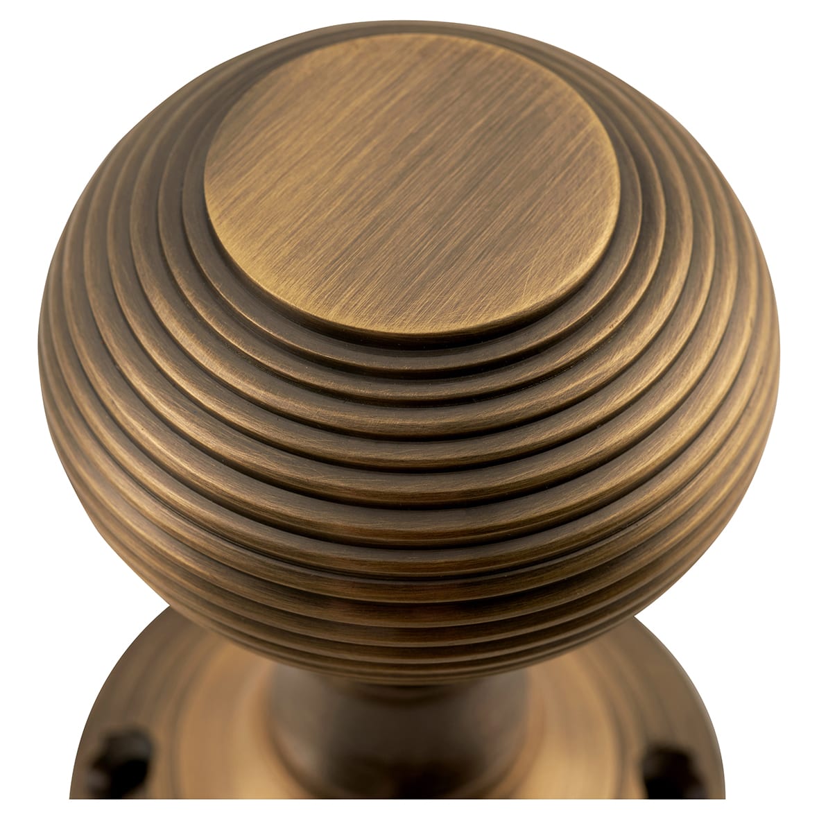 Antique Brass Beehive Mortice Door Knob - 60mm Rose Diameter - view 6