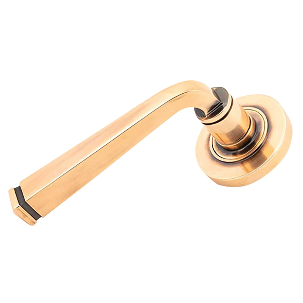Polished Bronze Door Handles on Round Rose - Avon Range - view 2