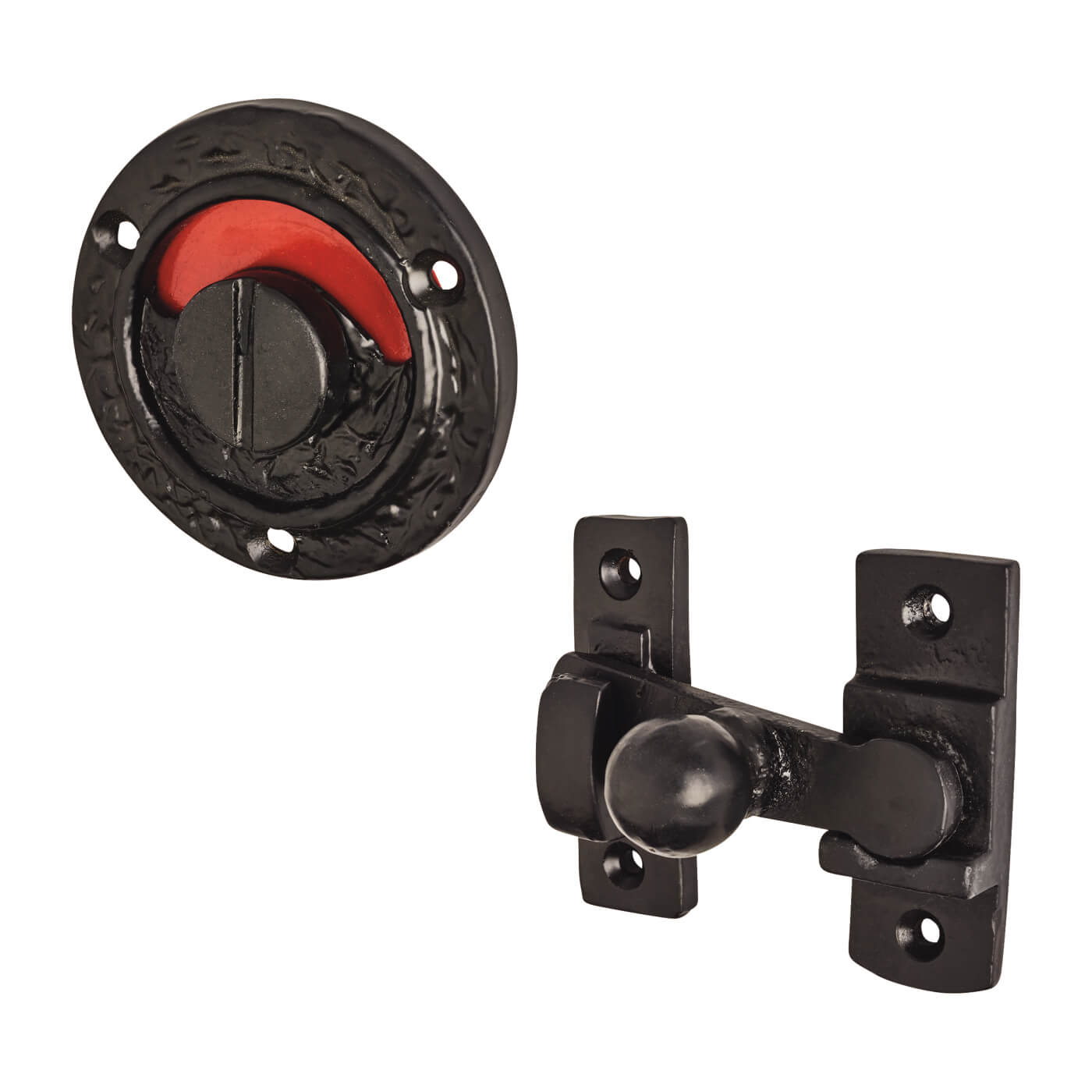 Bathroom Turn & Release with Indicator Bolt - 71mm Diameter - Antique Black Iron - view 2