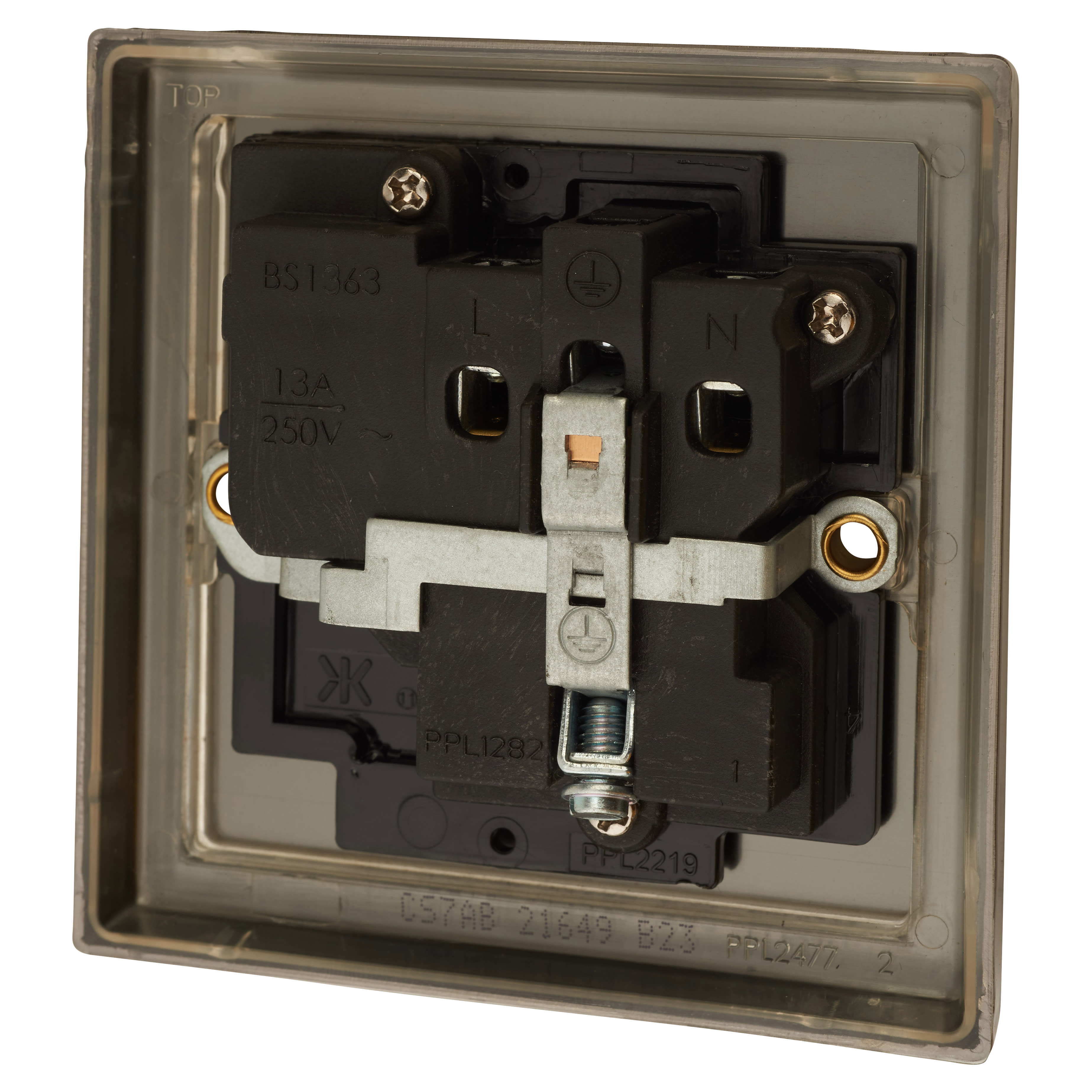 13A 1 Gang Double Pole Switched Socket - Antique Brass with Black Insert - view 3