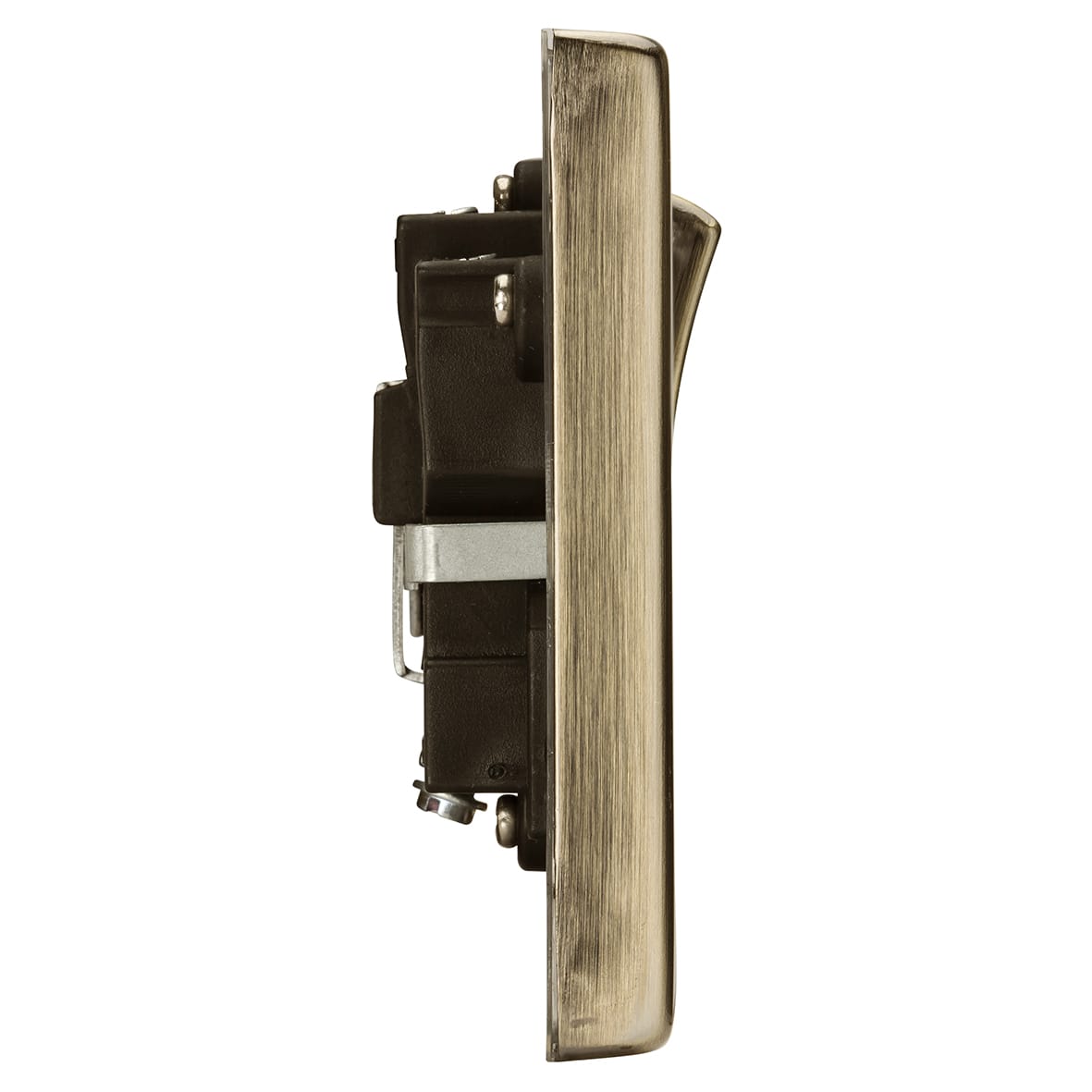 13A 1 Gang Double Pole Switched Socket - Antique Brass with Black Insert - view 7