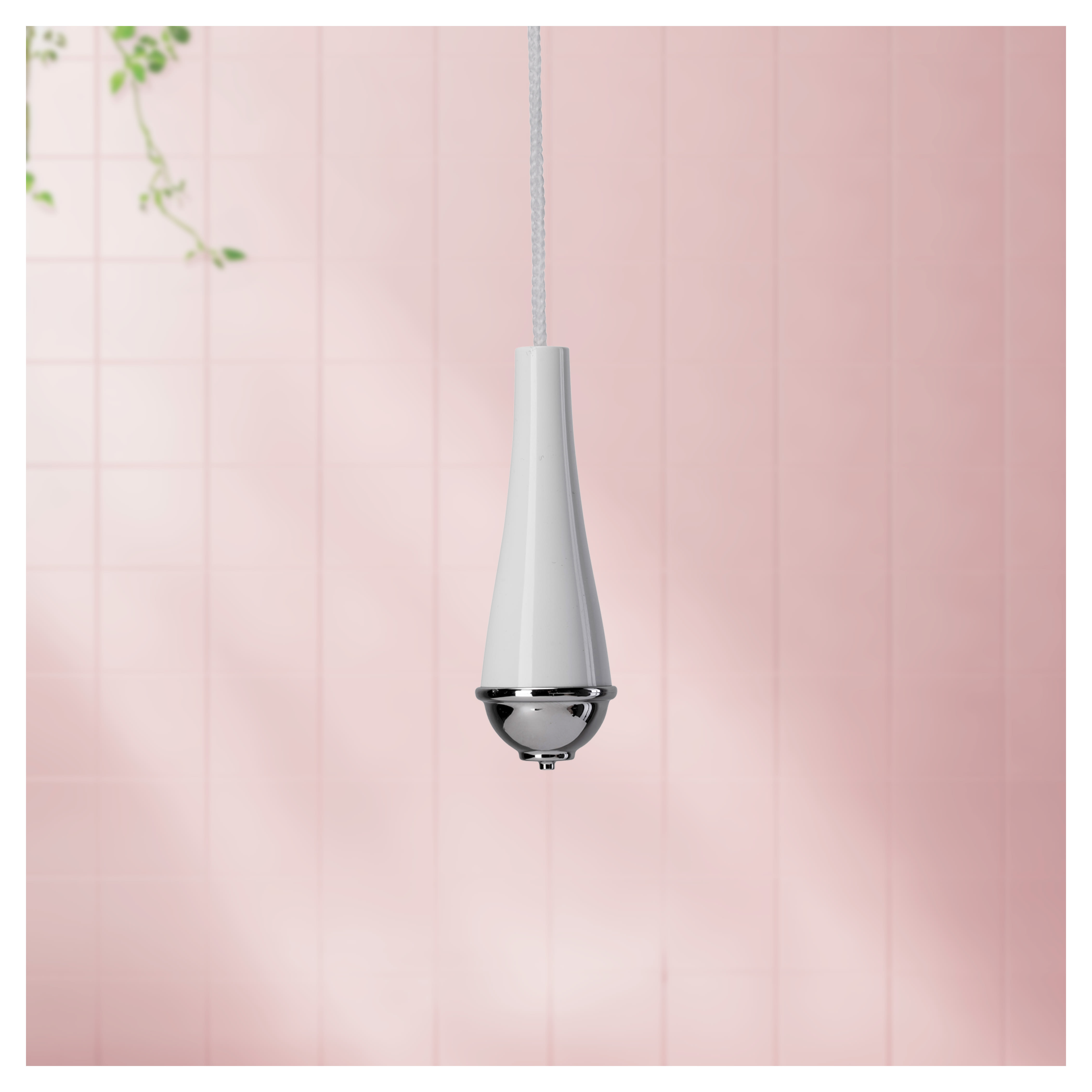 Classic Bathroom Light Pull - 75mm Length - Chrome/White Metal - view 3