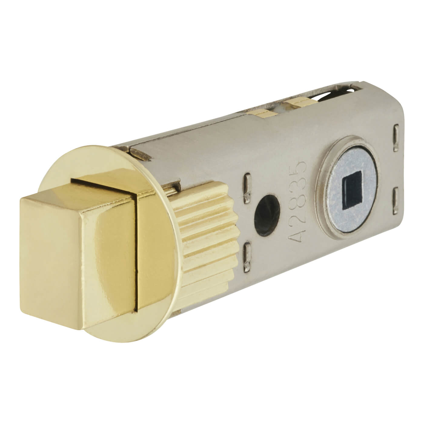 FastLatch Tubular Push-Fit Bathroom Deadbolt - 60mm Case - 44mm Backset - Polished Brass - view 3