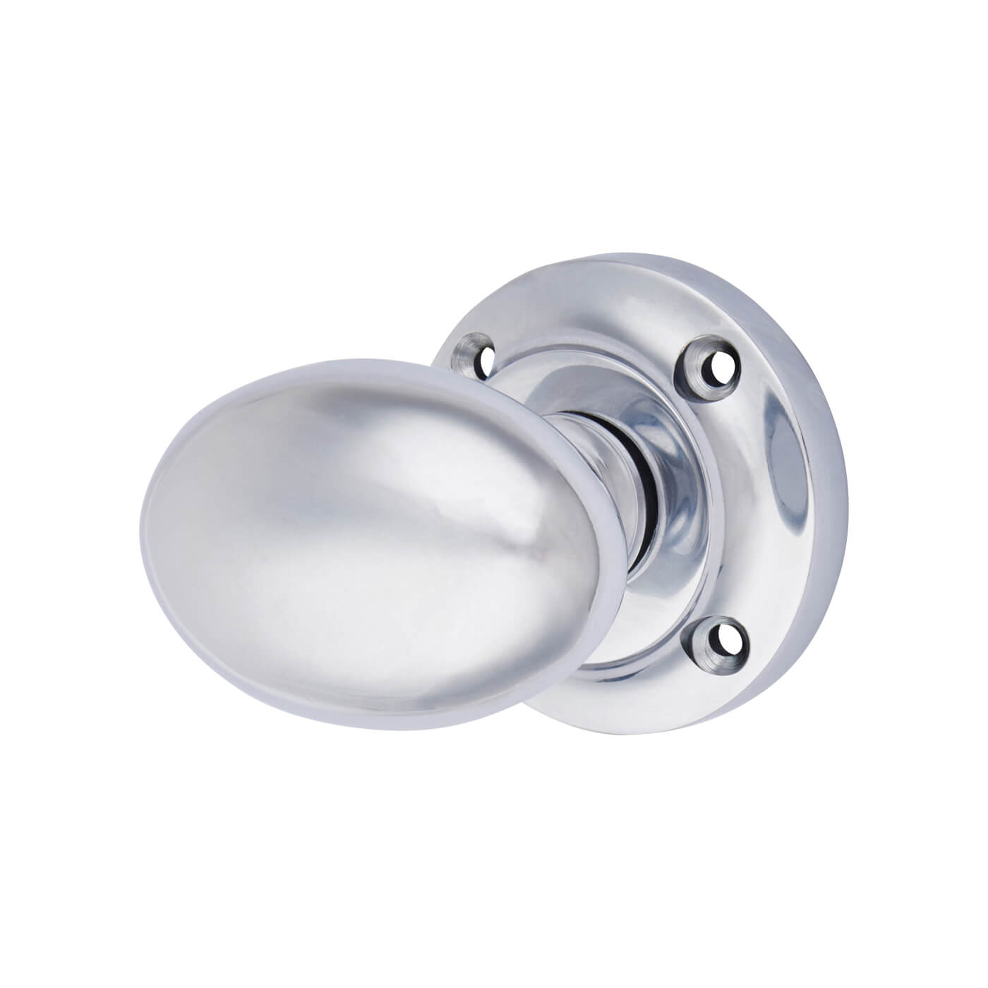 Polished Chrome Oval Mortice Door Knob - 57mm Rose Diameter - view 2