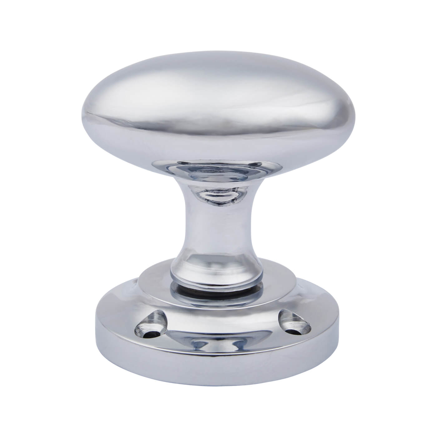 Polished Chrome Oval Mortice Door Knob - 57mm Rose Diameter - view 3