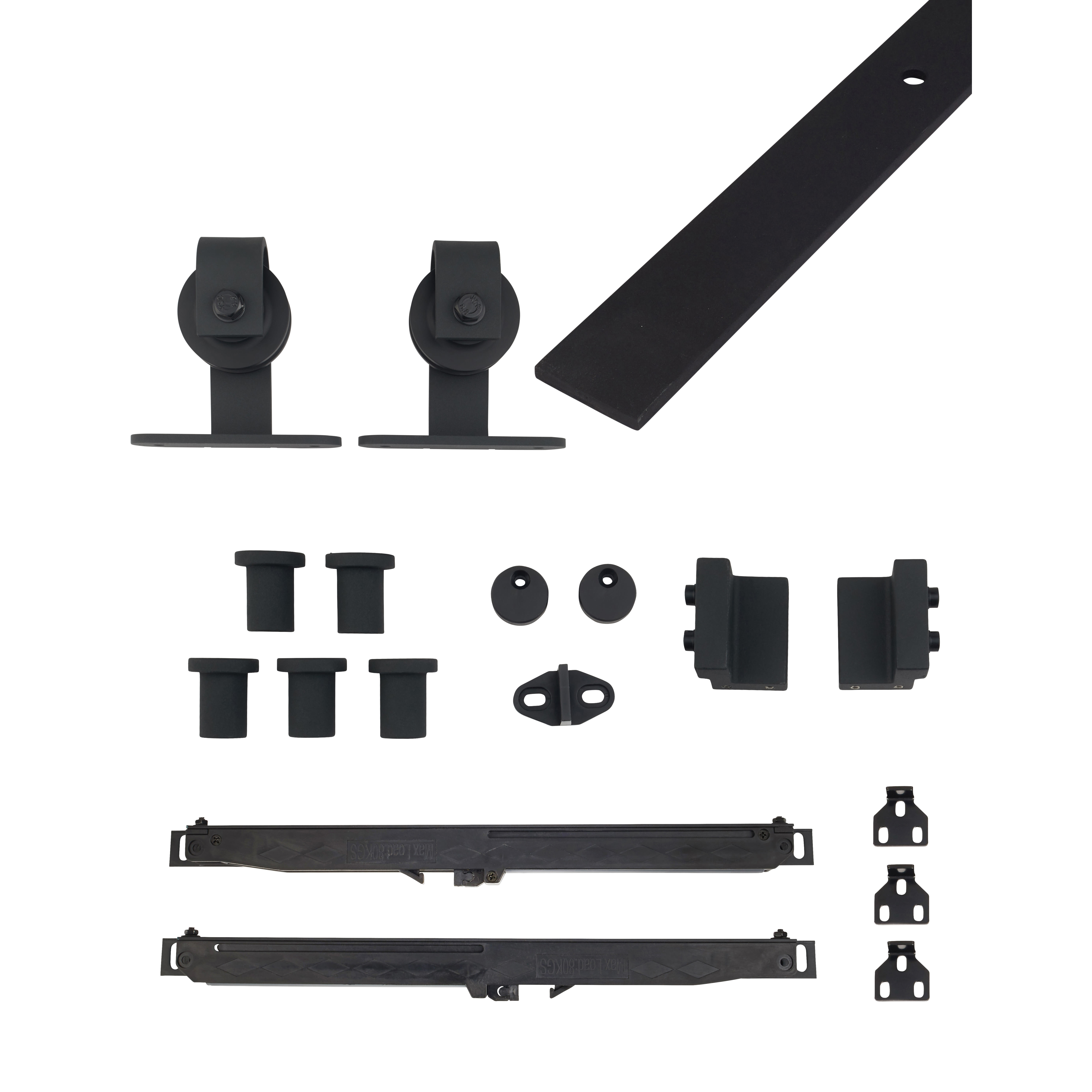 Barn Strap Soft Open/Close Sliding Door Gear - Top Mounted - 60-80kg Max Door Weight - Black - view 3