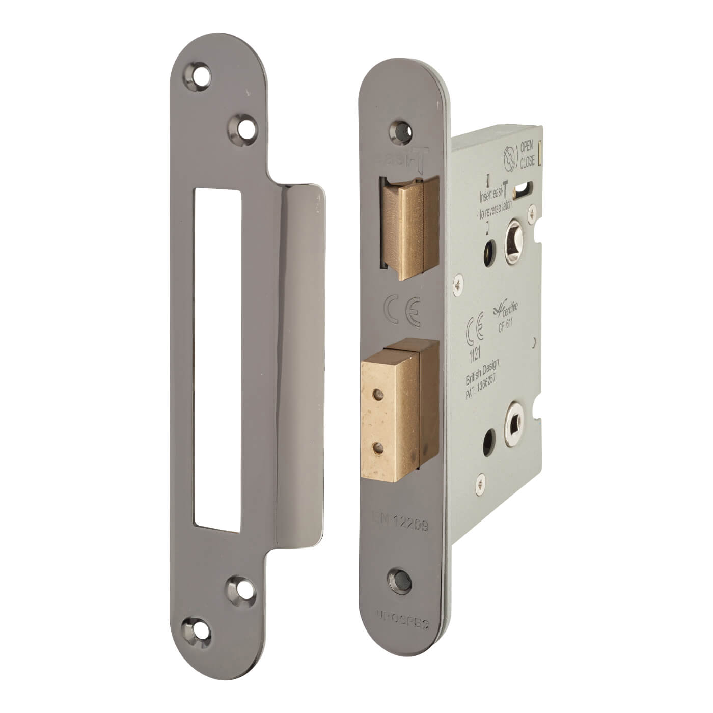 Architectural Bolt Through Bathroom Lock - 78mm Case - 57mm Backset - Radius - Black Nickel - view 2