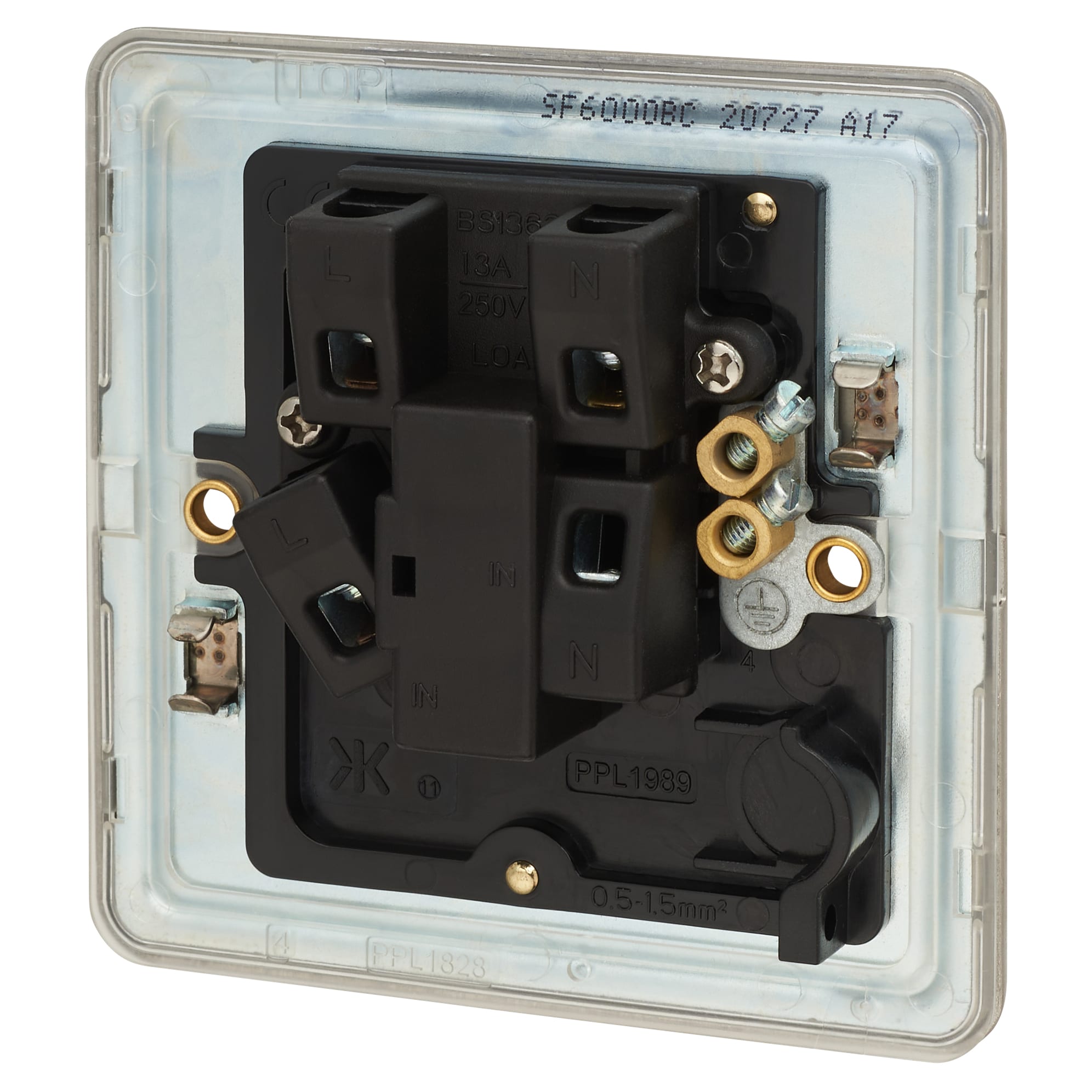 13A 1 Gang Screwless Flat Plate Unswitched Fused Spur - Brushed Chrome - view 3