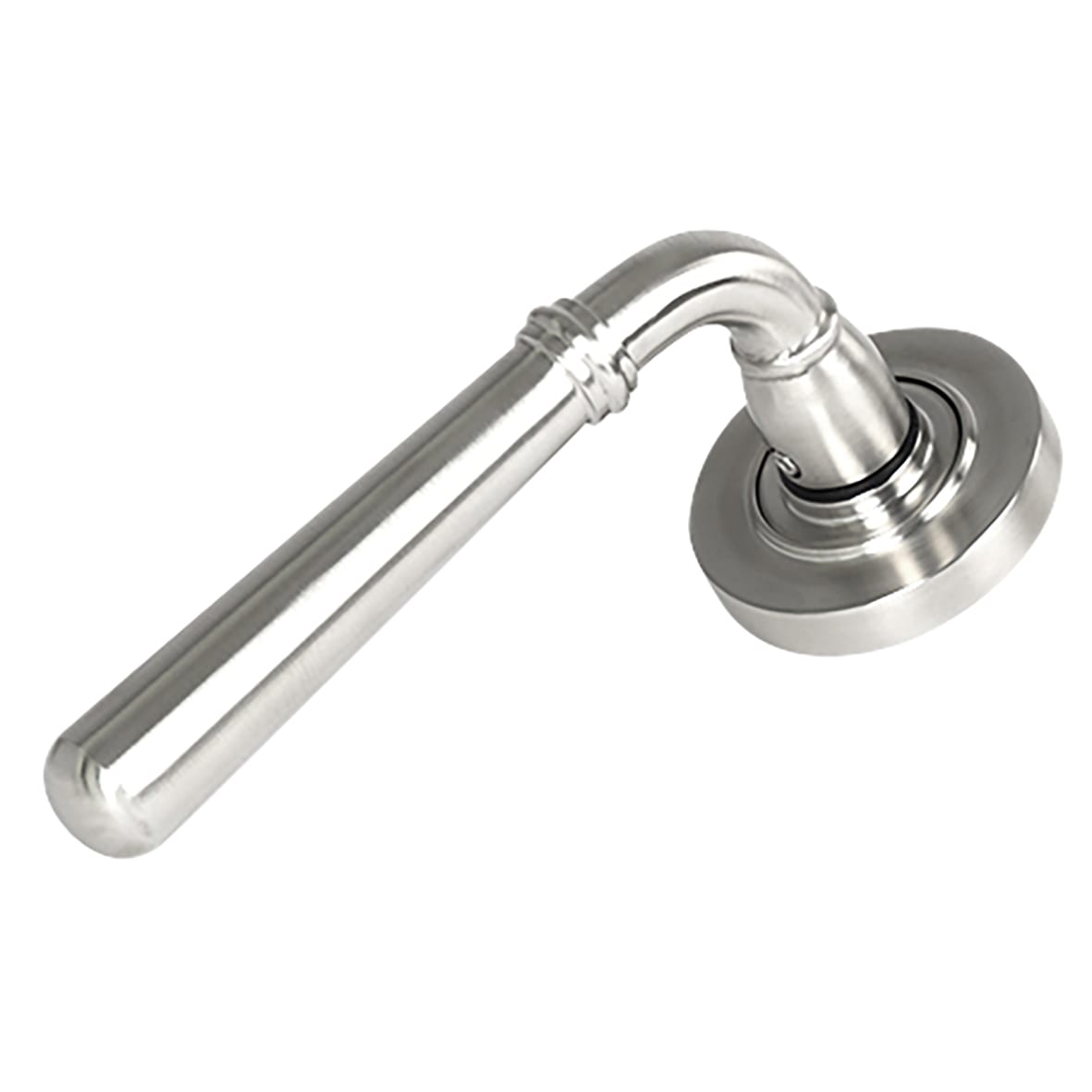 Satin Stainless Steel Door Handles on Round Rose - Newbury Range - view 2