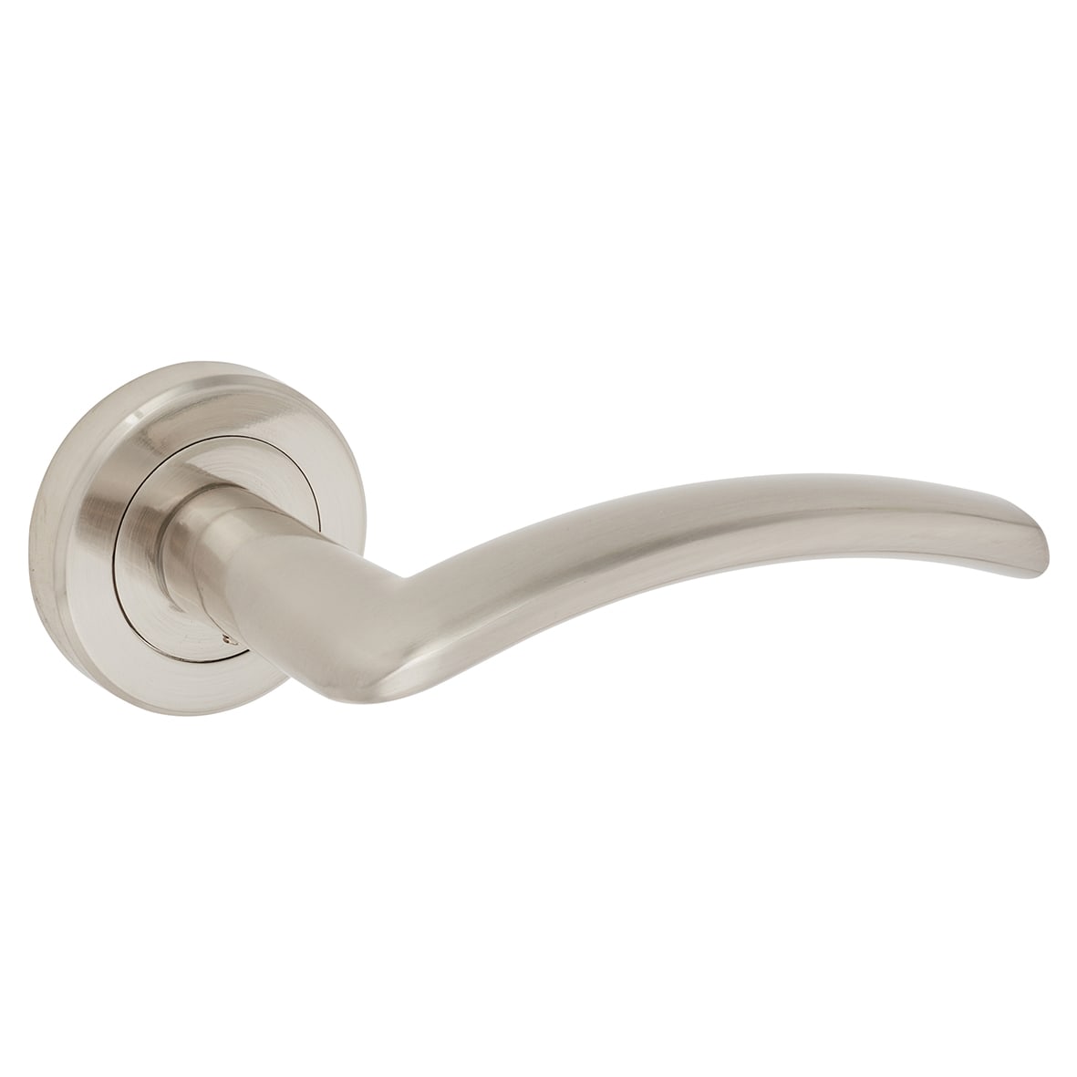 Brass Satin Nickel Door Handles on Round Rose - Trenta Range - view 2