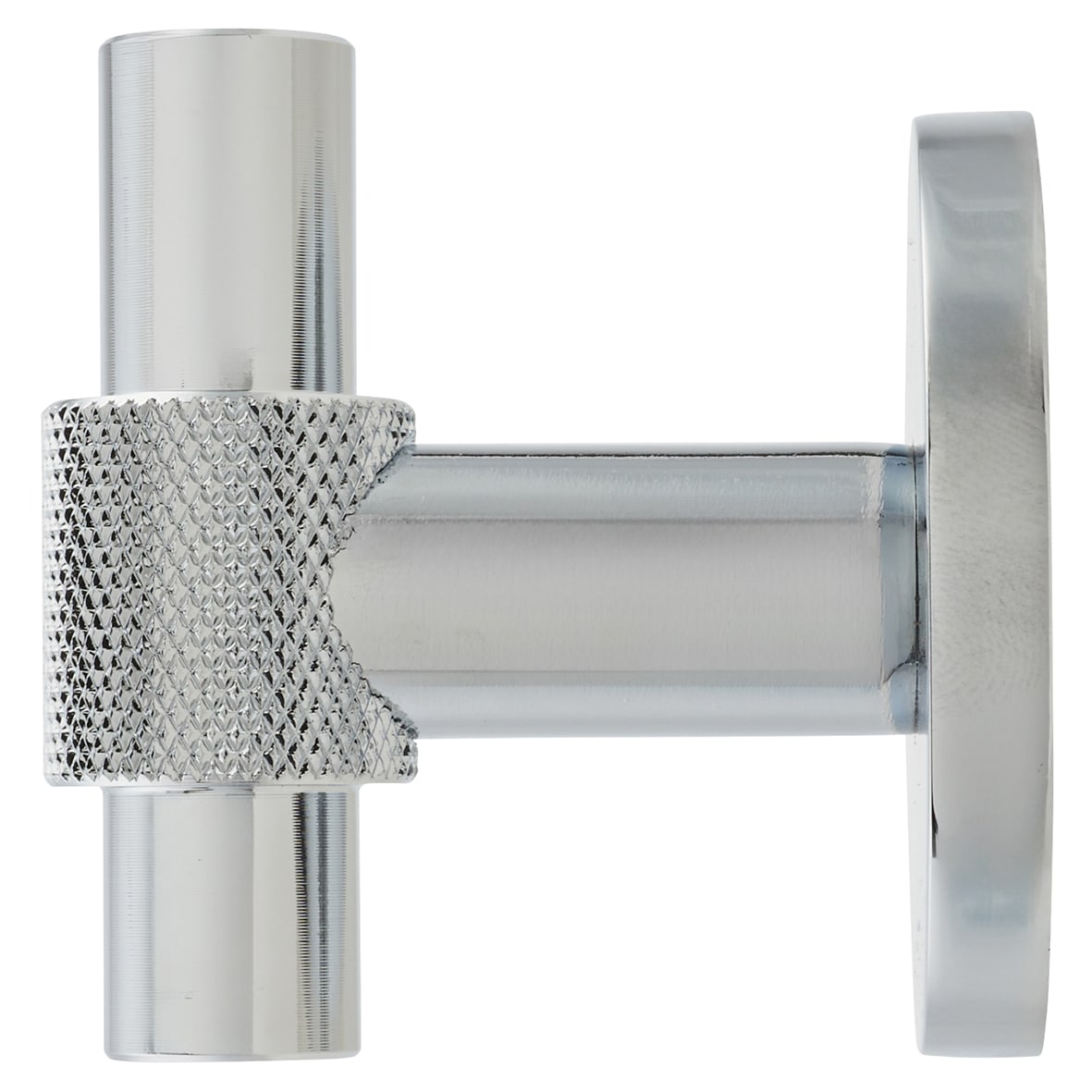 Knurled Single Coat Hook - 55 x 52mm - Polished Chrome - view 3
