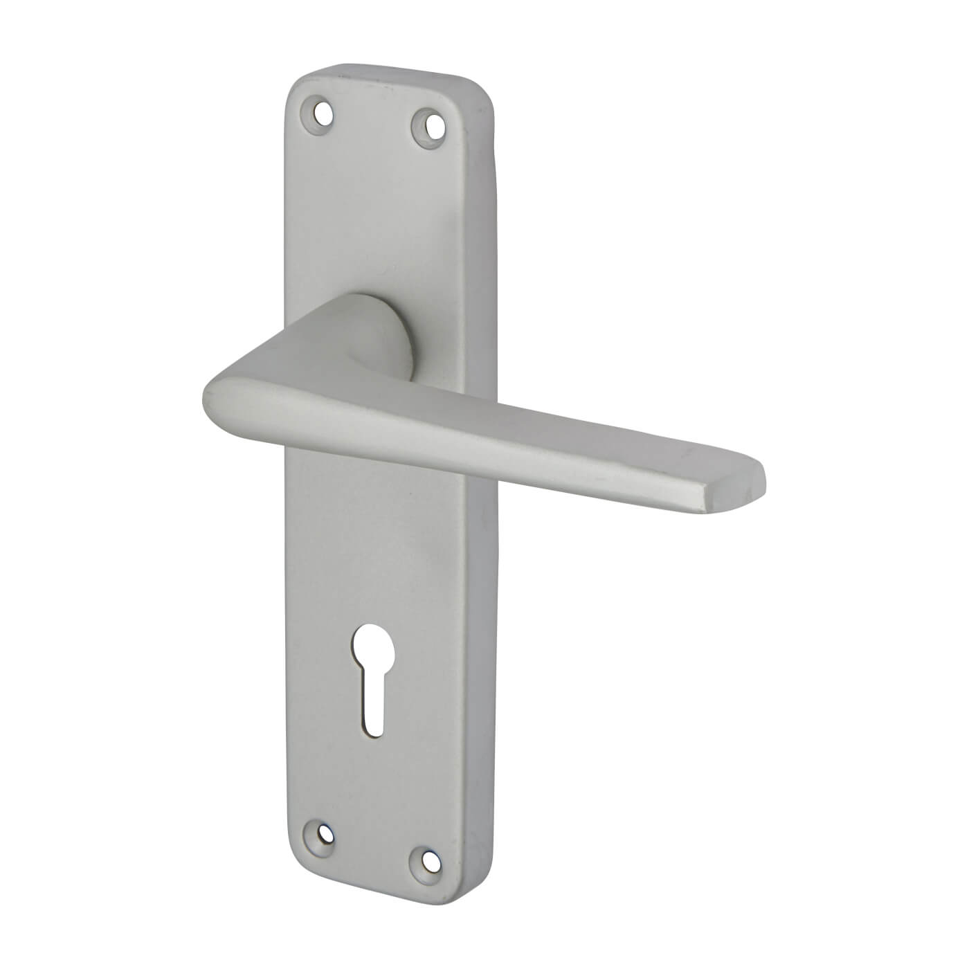 Satin Aluminium Keyhole Lock Door Handles - Lynx Range - 154 x 40mm - view 2