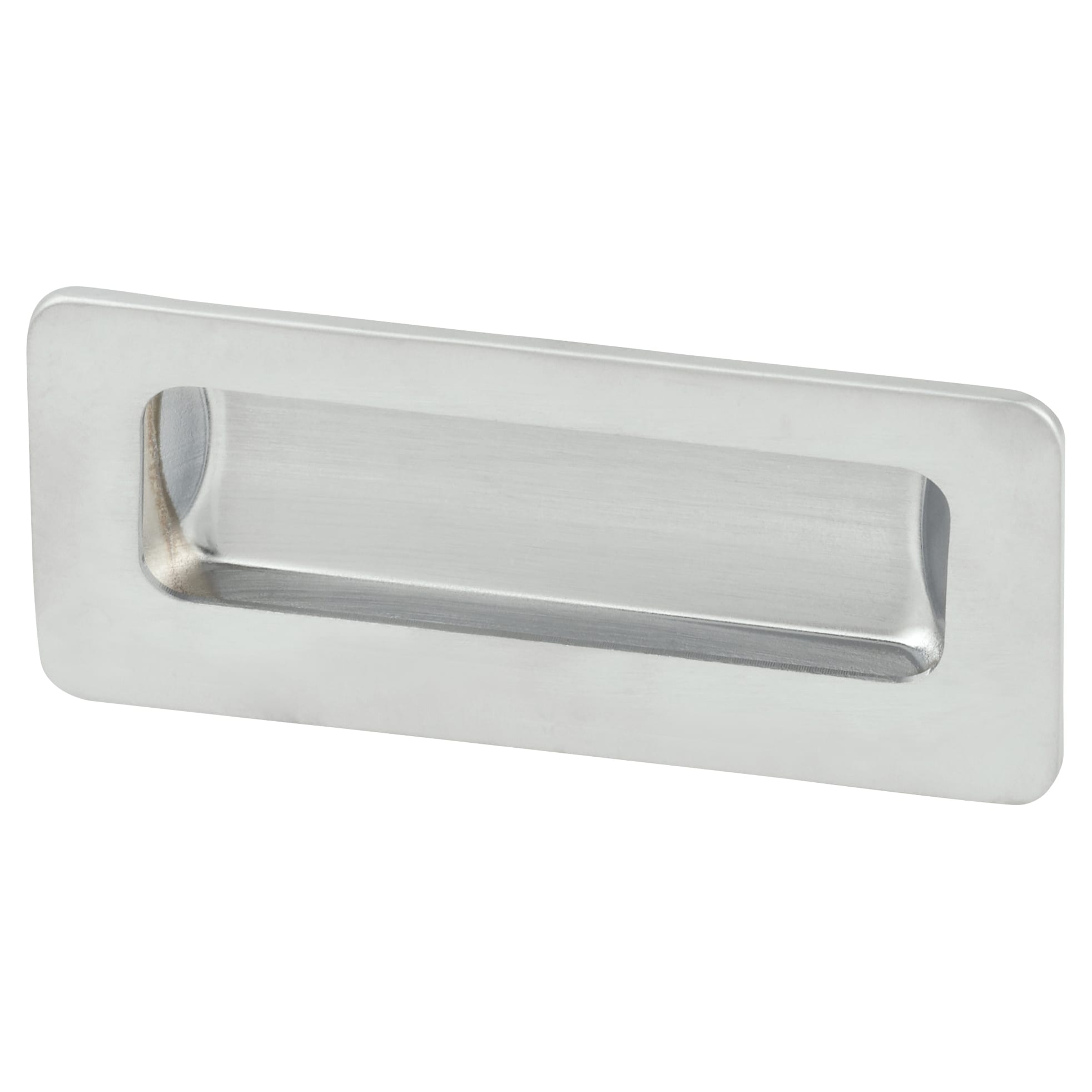 Rectangular Flush Recessed Sliding Door Cabinet Pull Handle - 110 x 56mm - Satin Chrome - view 2