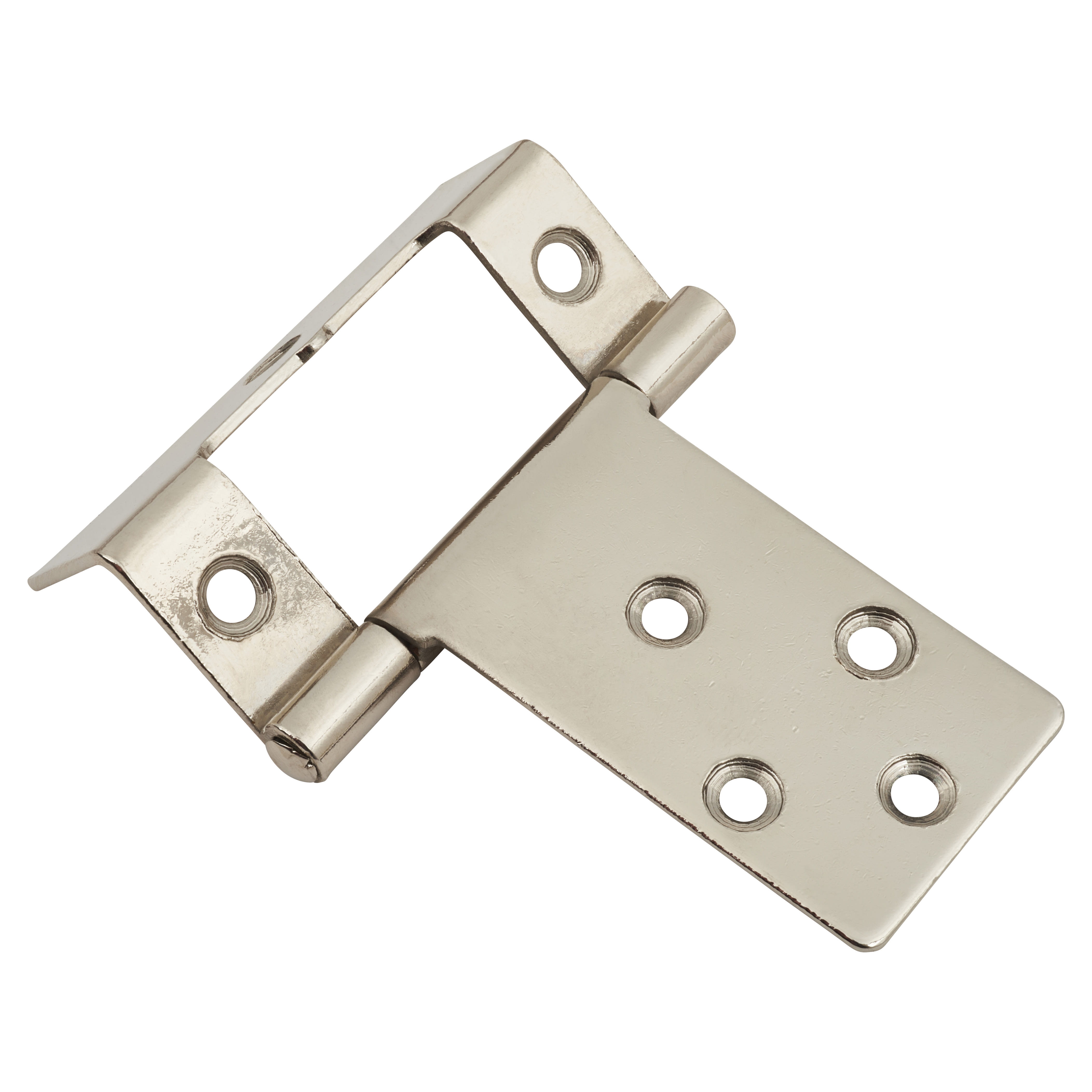 Cranked Type 1 Flush Cabinet Hinge - 51 x 16 x 1mm - Nickel Plated - Pack of 5 Pairs - view 2