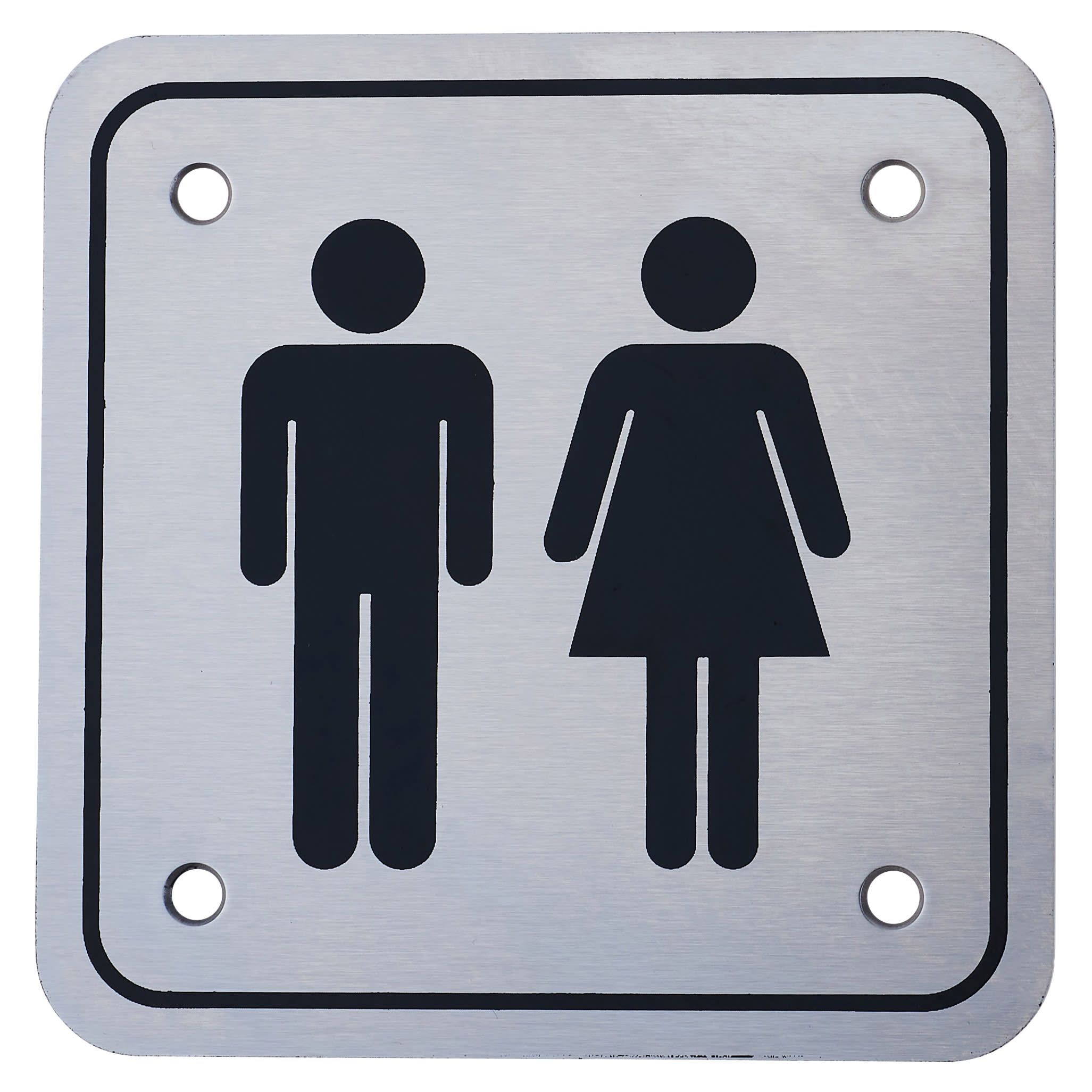 Unisex Square Toilet Door Sign - 95 x 95mm - Satin Stainless Steel - view 2
