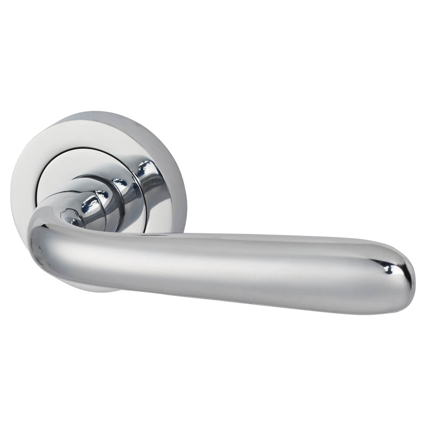 Satin Chrome Scroll Latch Door Handles on Rose Pack - view 3