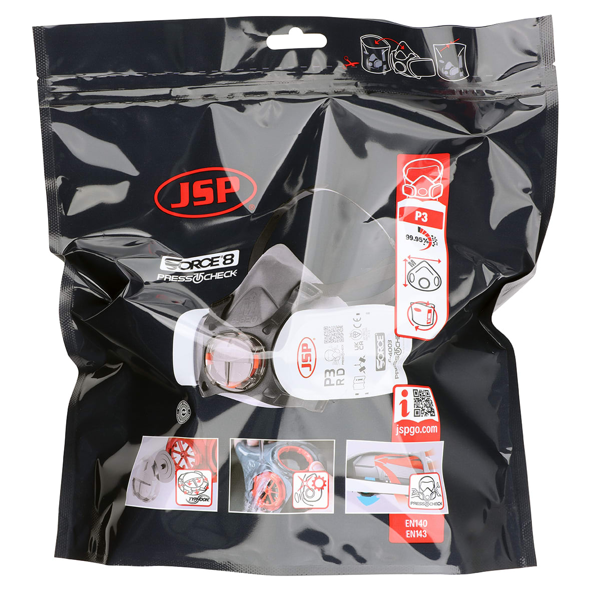 Force 8 Half-Face Mask & 2 x PressToCheck Filters - P3 - view 2