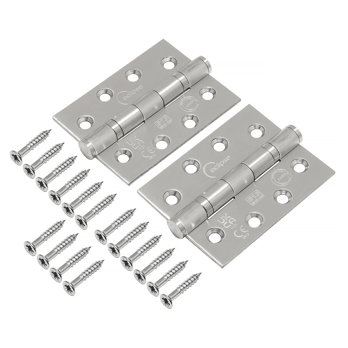 Ball Bearing Grade 13 Butt Fire Door Hinge - 102 x 76 x 3mm - Satin Stainless Steel - Pair - view 2