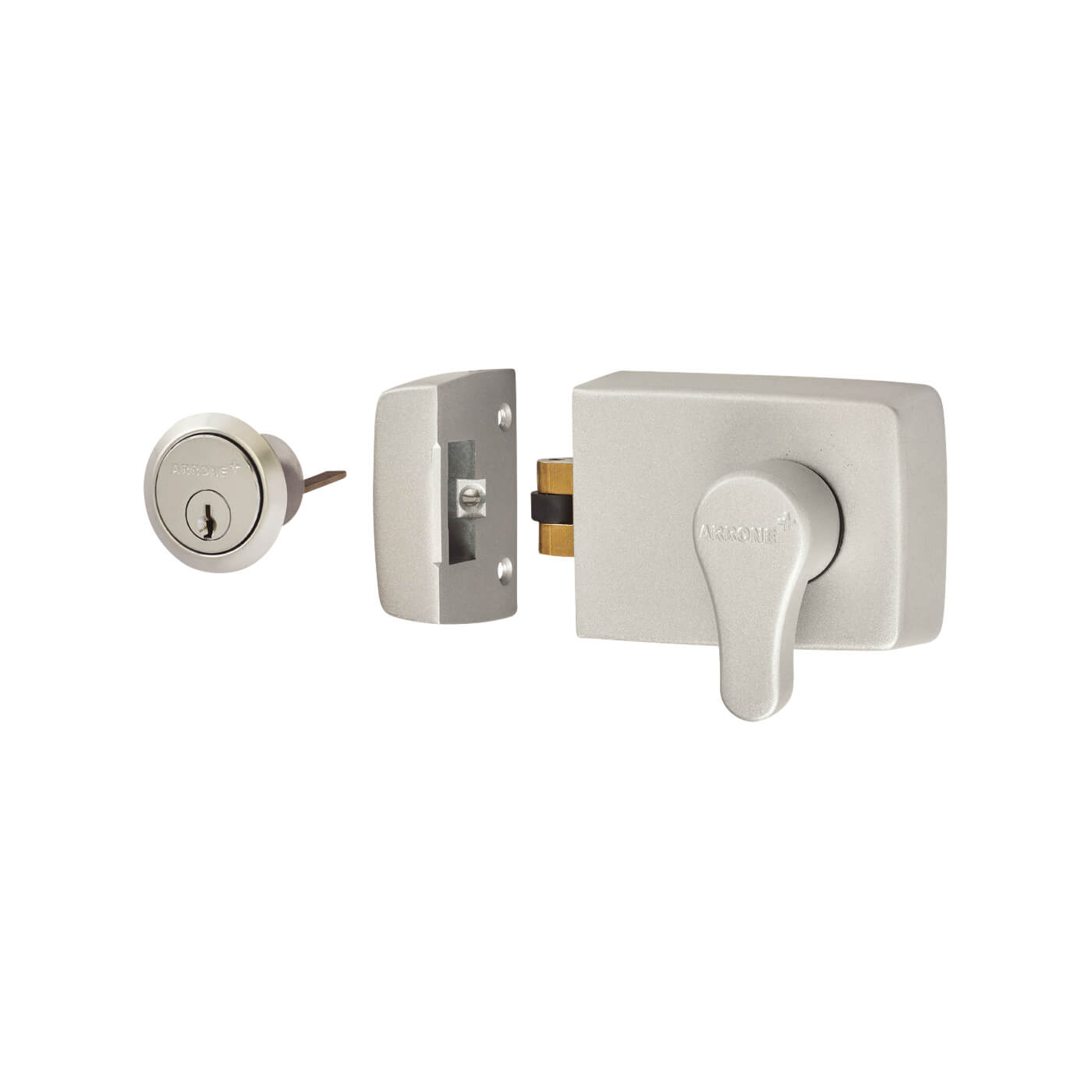 Roller Bolt Deadlocking Nightlatch - 60mm Backset - Silver Case/Satin Chrome Cylinder - view 3