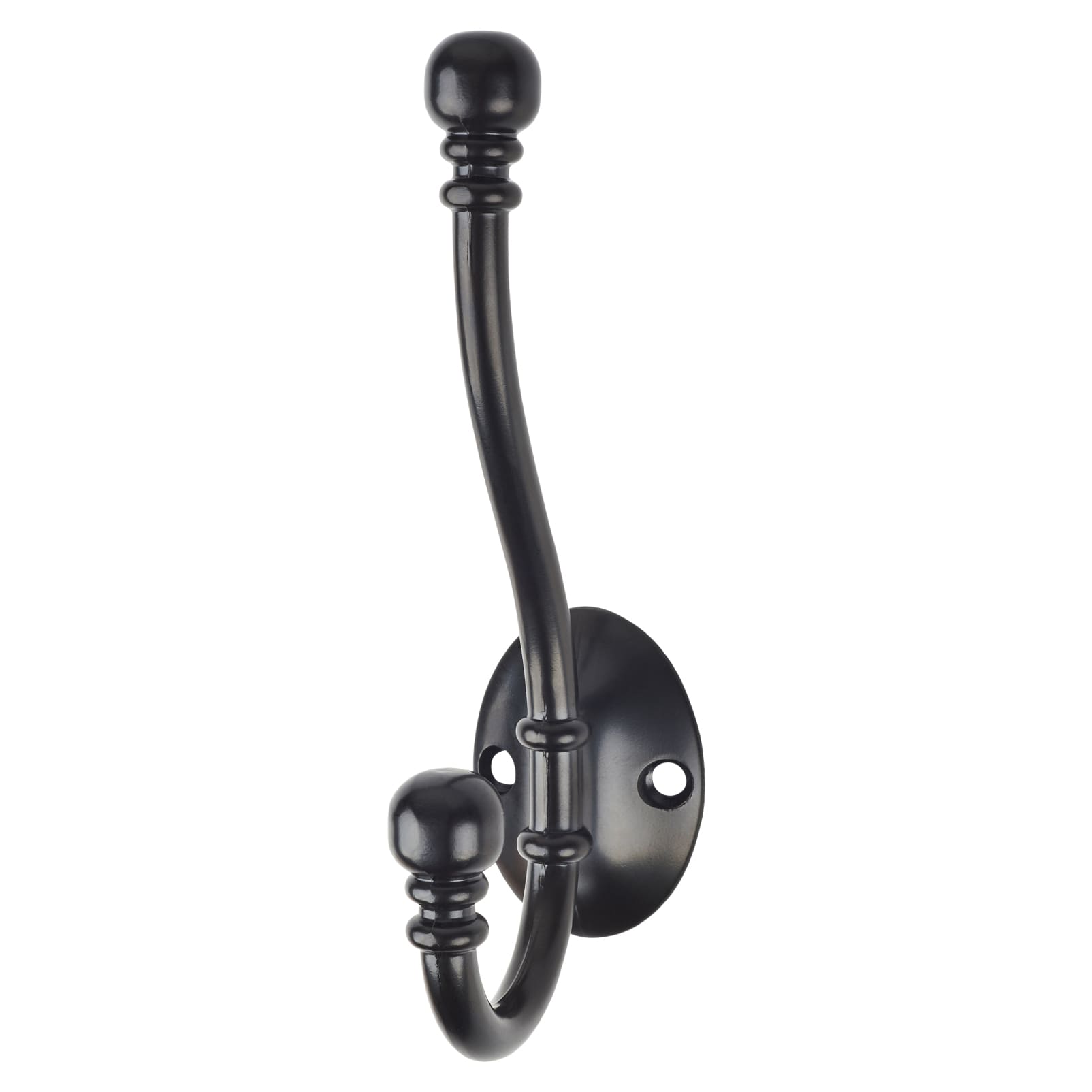 Diecast Ball End Single Hat & Coat Hook - 130 x 35mm - Black - view 2