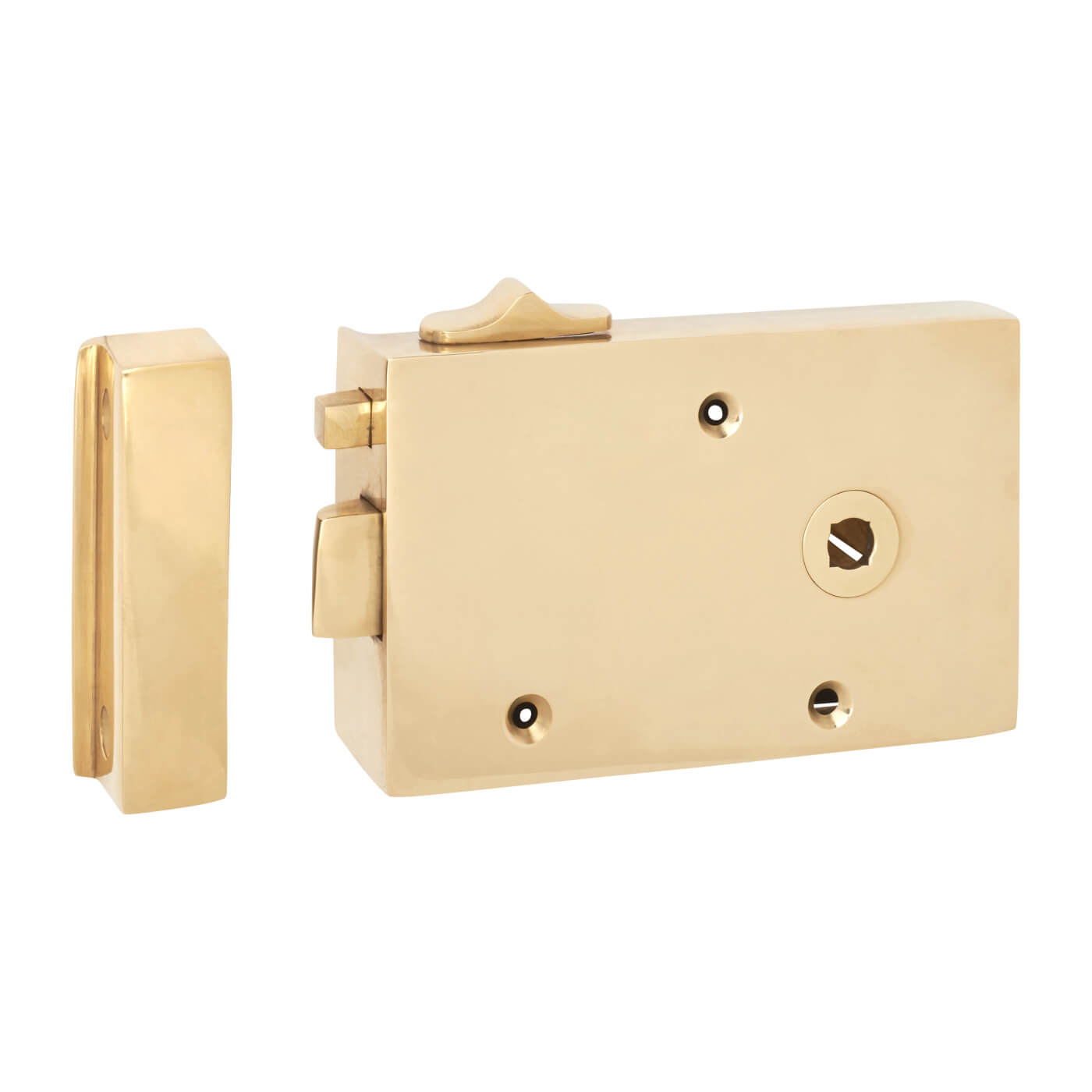 Bathroom/Bedroom Rim Latch - 128 x 79mm - Left Hand - Brass - view 2