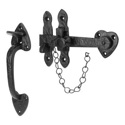 Antique Black Iron Cottage Thumb Latch Set - view 2